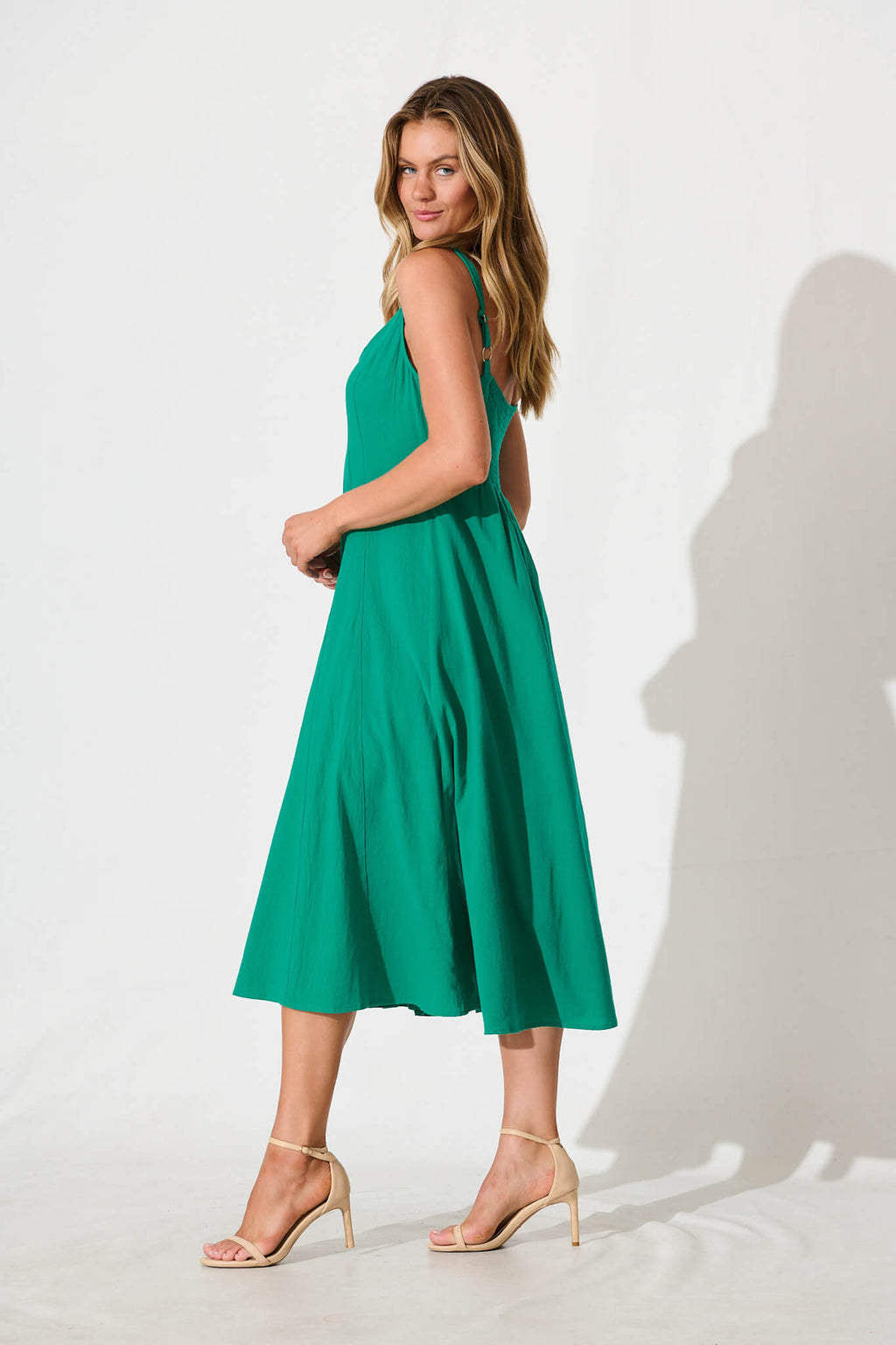 Green Cotton Midi Dress by Shaima