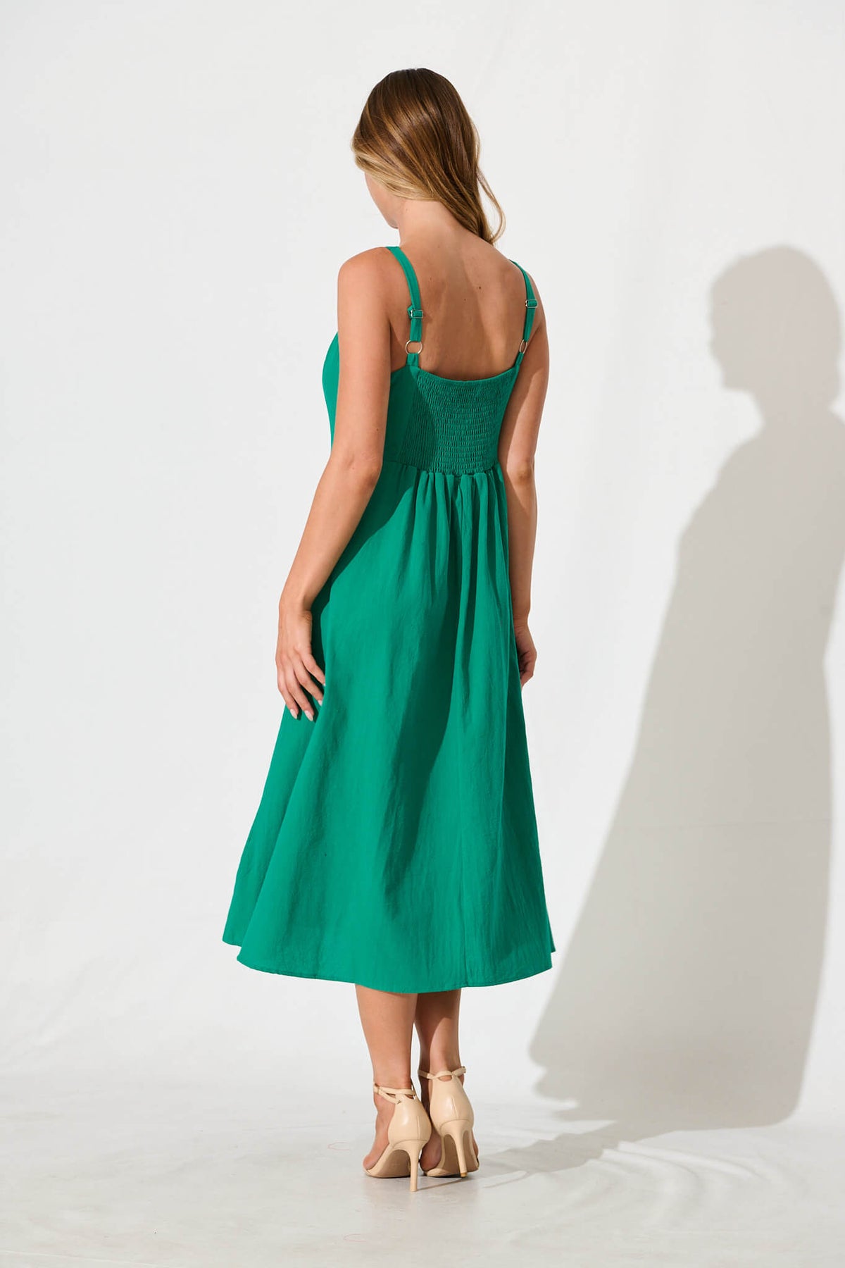 Green Cotton Midi Dress by Shaima