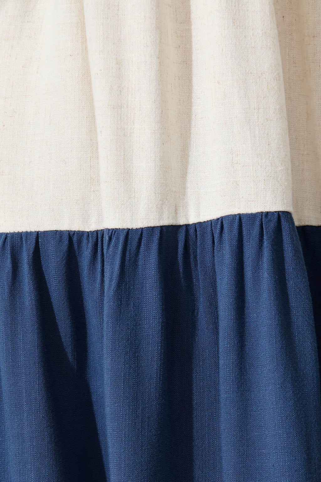 Navy Colorblock Linen Midi Dress