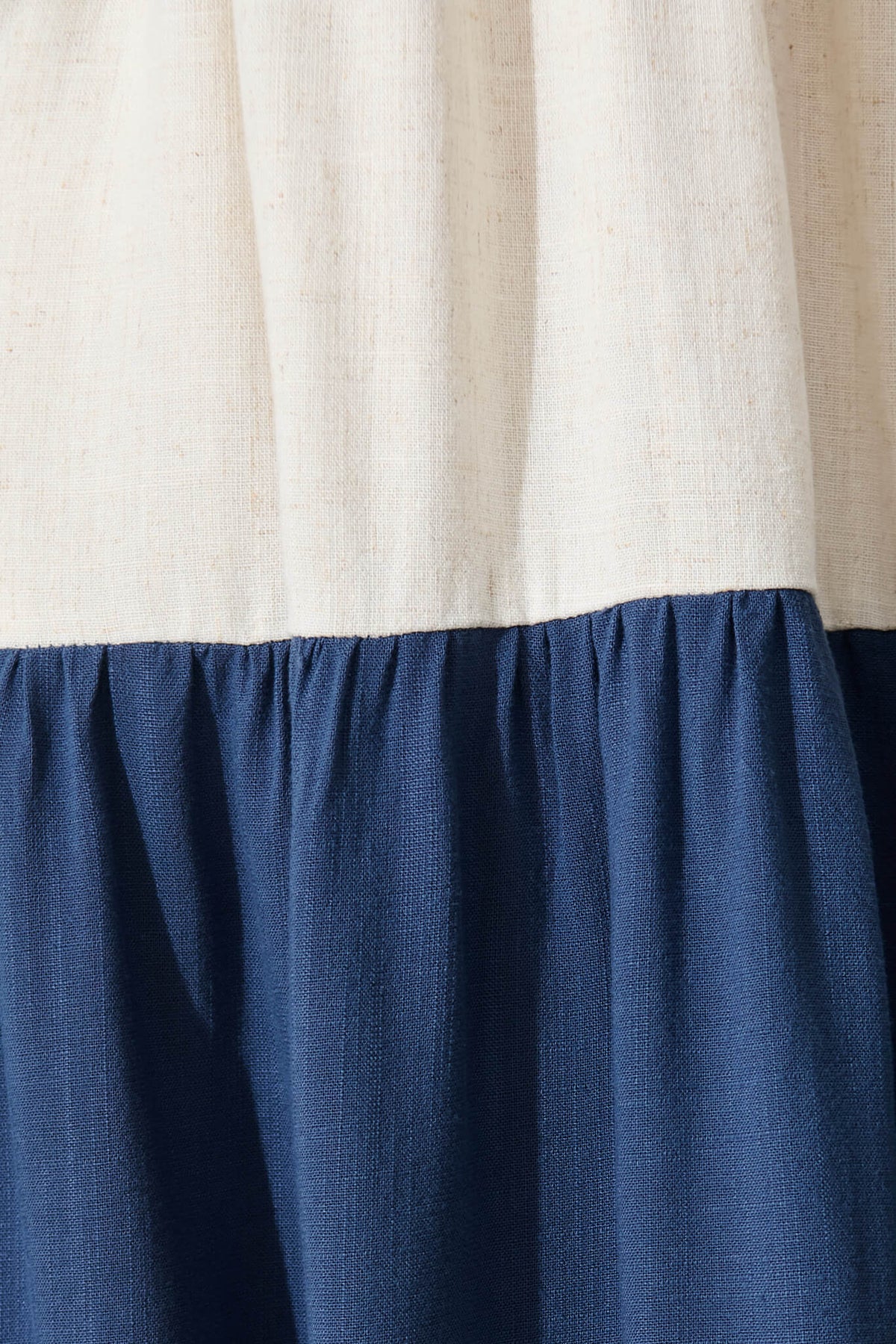 Navy Colorblock Linen Midi Dress