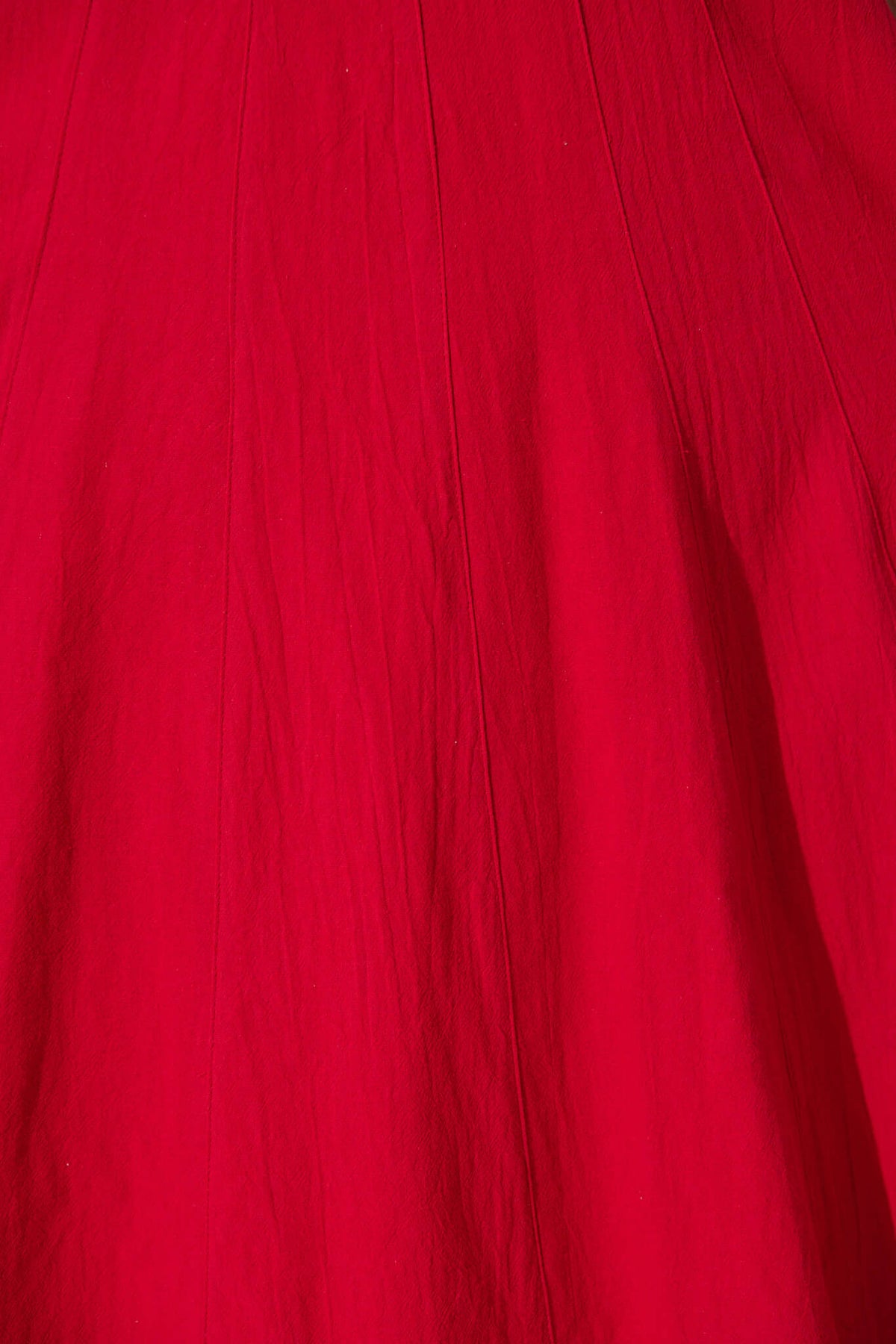 Red Cotton Midi Dress - Shaima