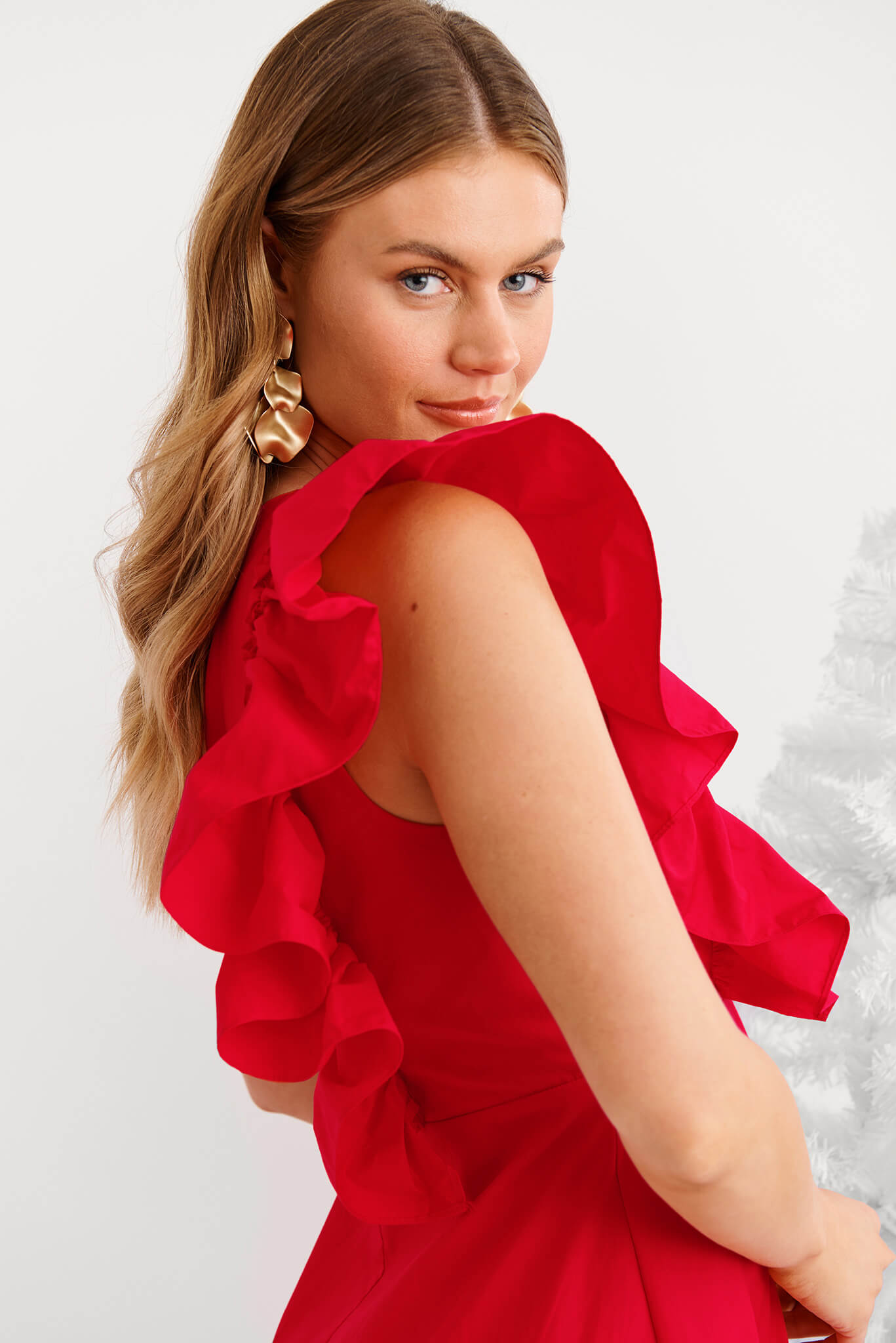 Red Cotton Maxi Dress - Irisa