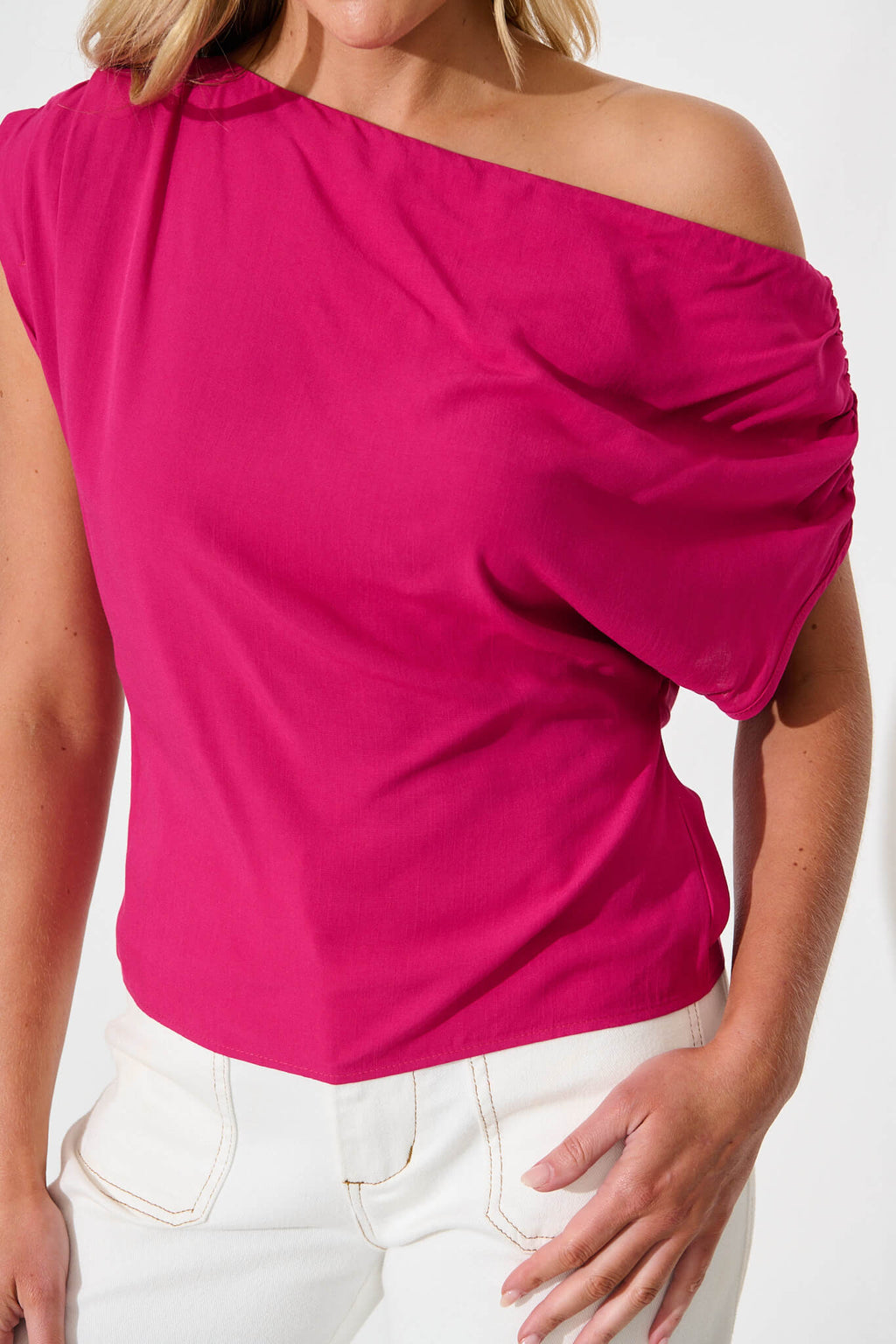Hot Pink Off-Shoulder Blouse