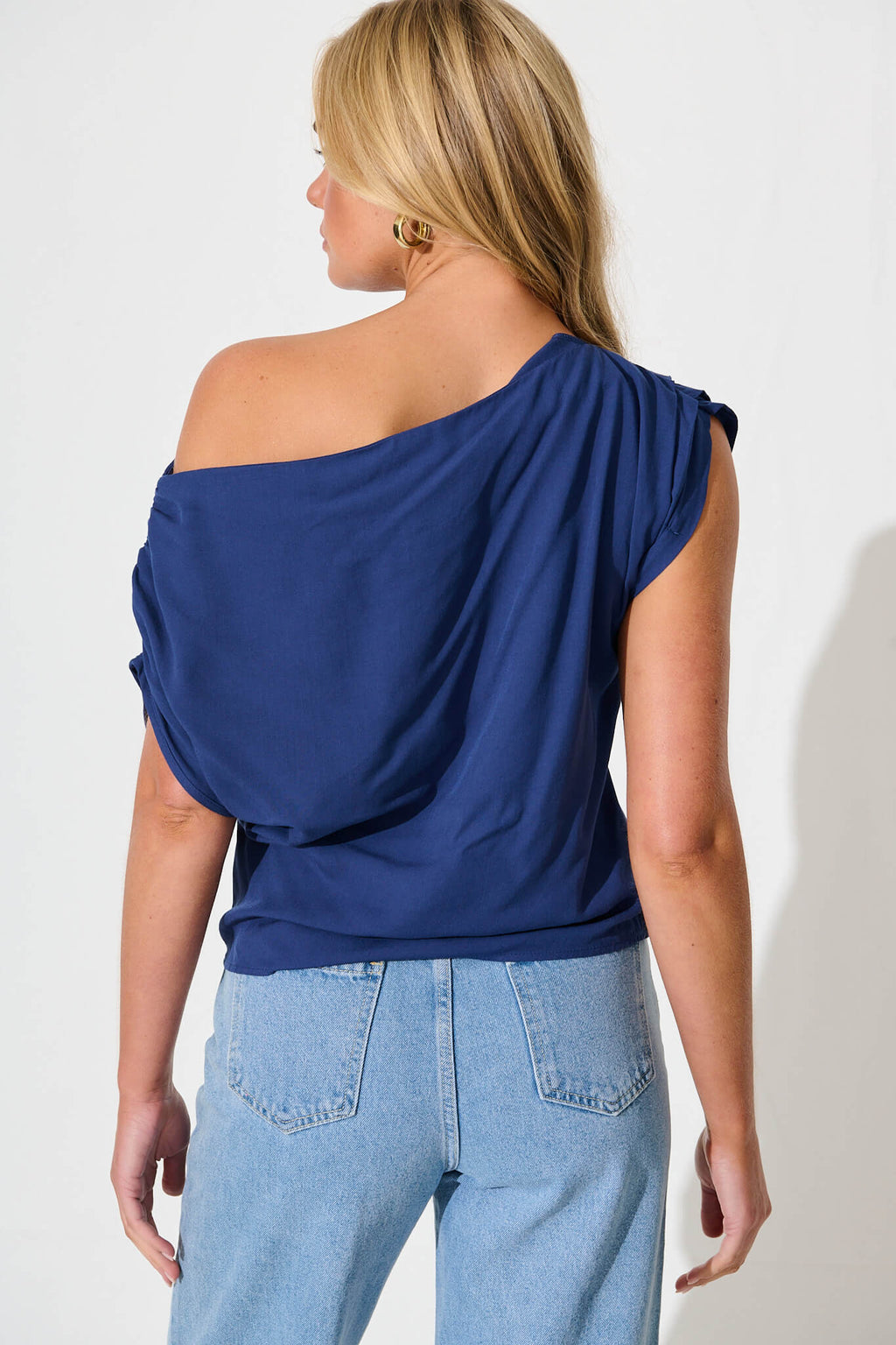 Navy Off-Shoulder Blouse