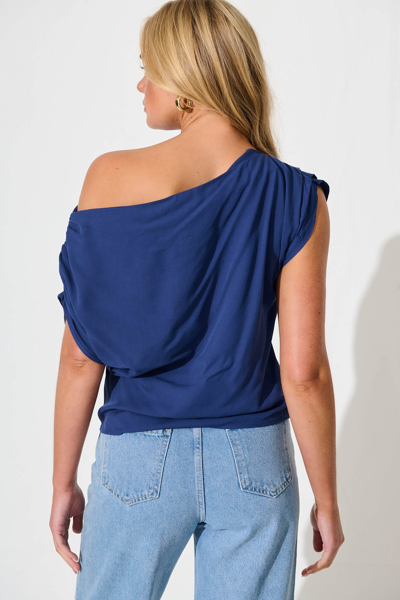 Navy Off-Shoulder Blouse