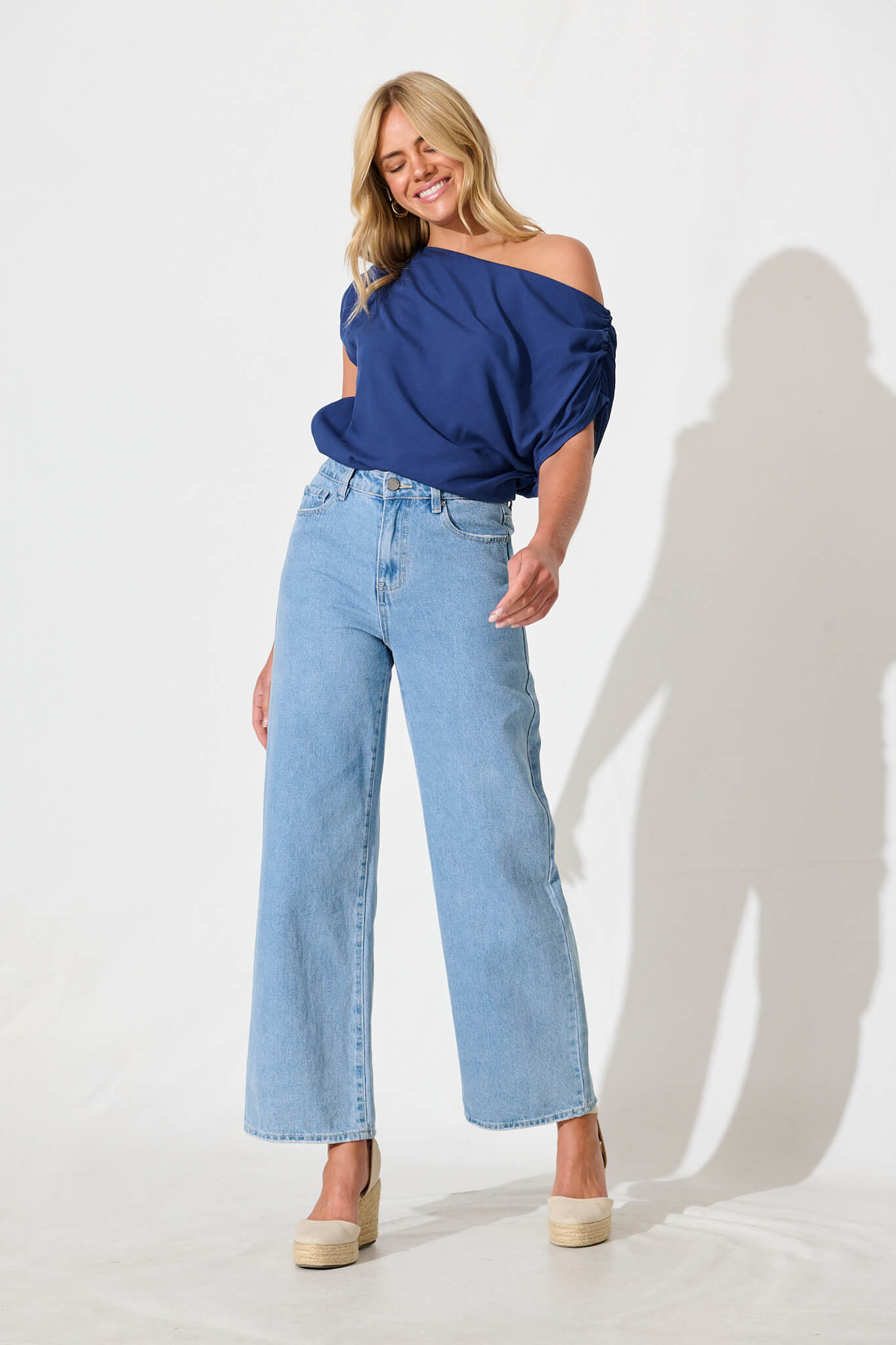 Navy Off-Shoulder Blouse