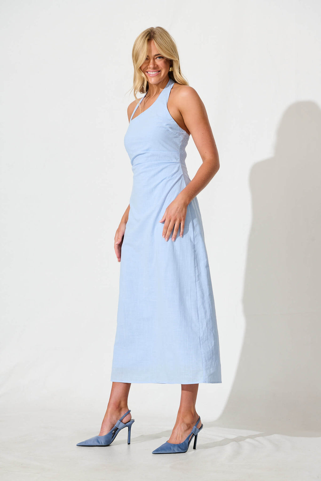 Pale Blue Cotton Maxi Dress by Fiorah