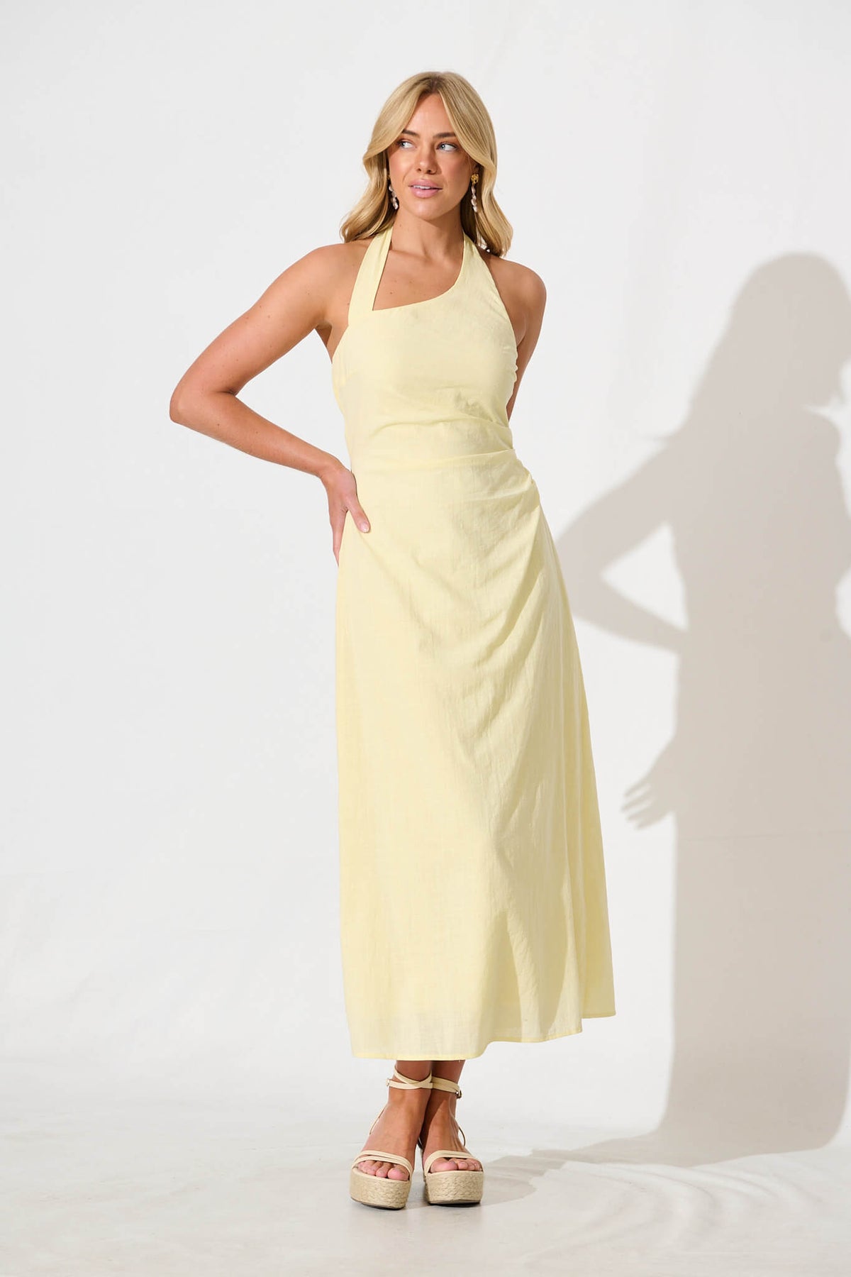 Lemon Cotton Maxi Dress by Fiorah