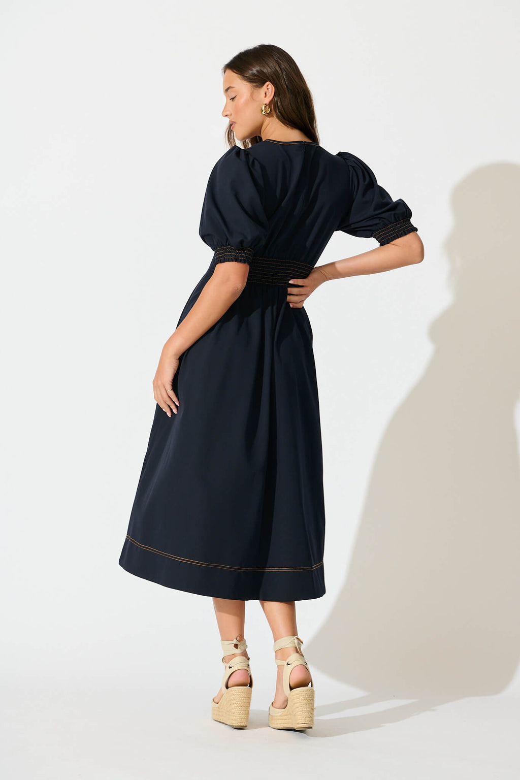 Navy Blue Midi Dress - Hazelina