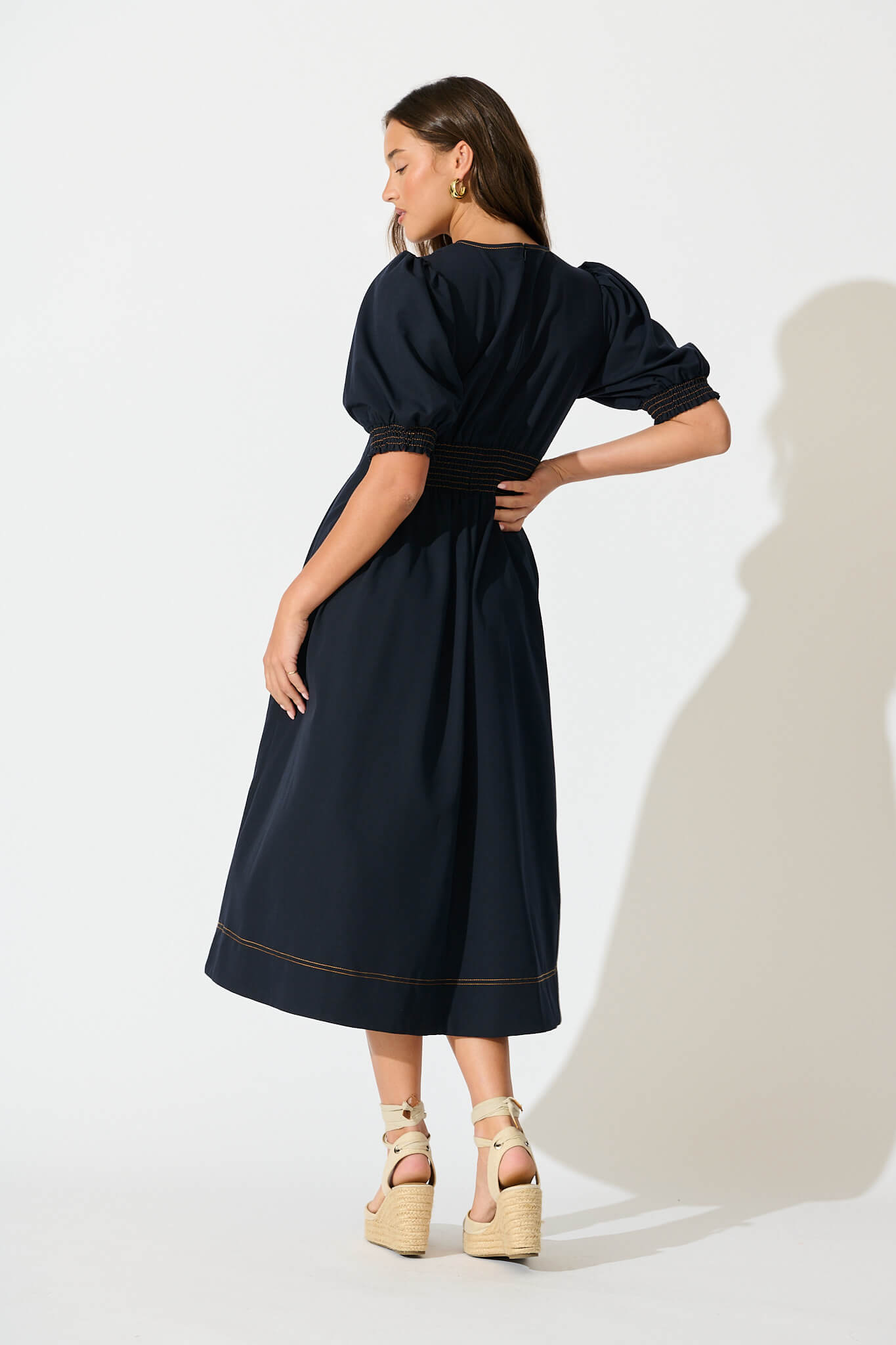 Navy Blue Midi Dress - Hazelina