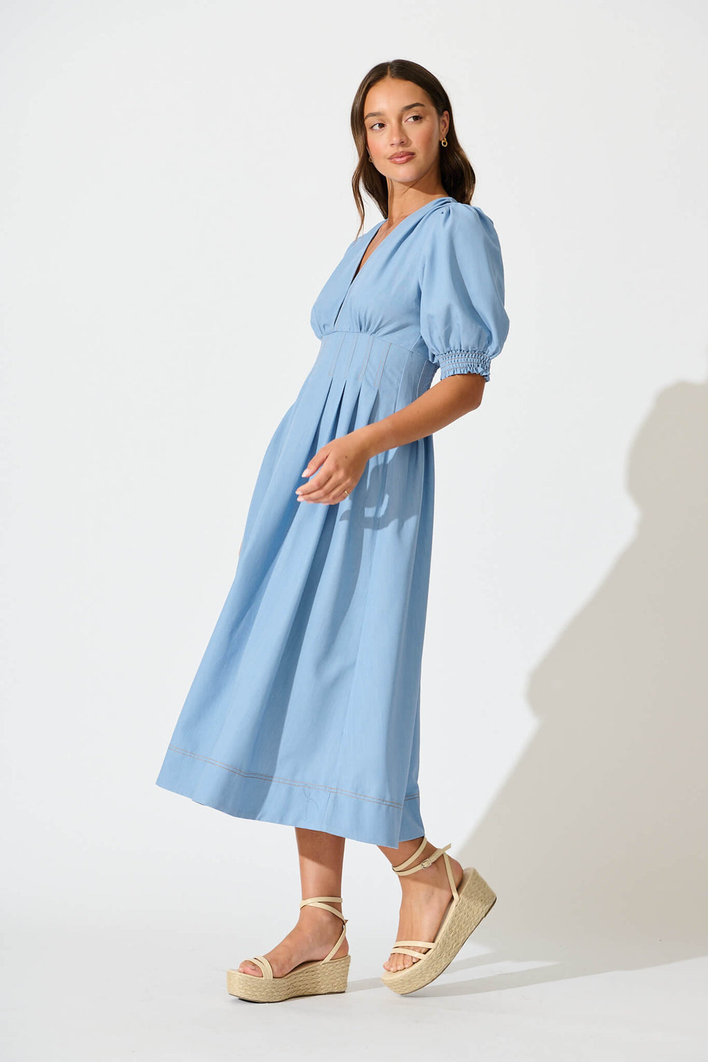 Denim Blue Midi Dress: Hazelina