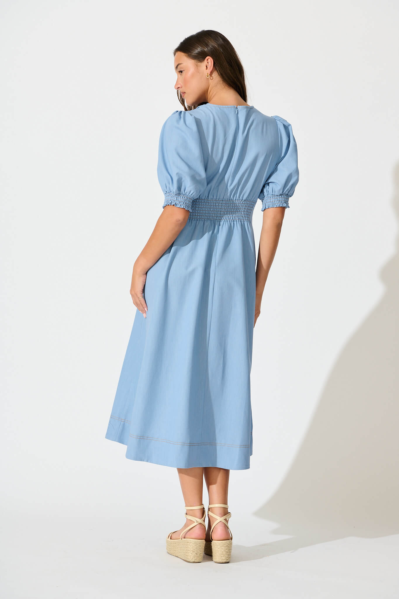Denim Blue Midi Dress: Hazelina