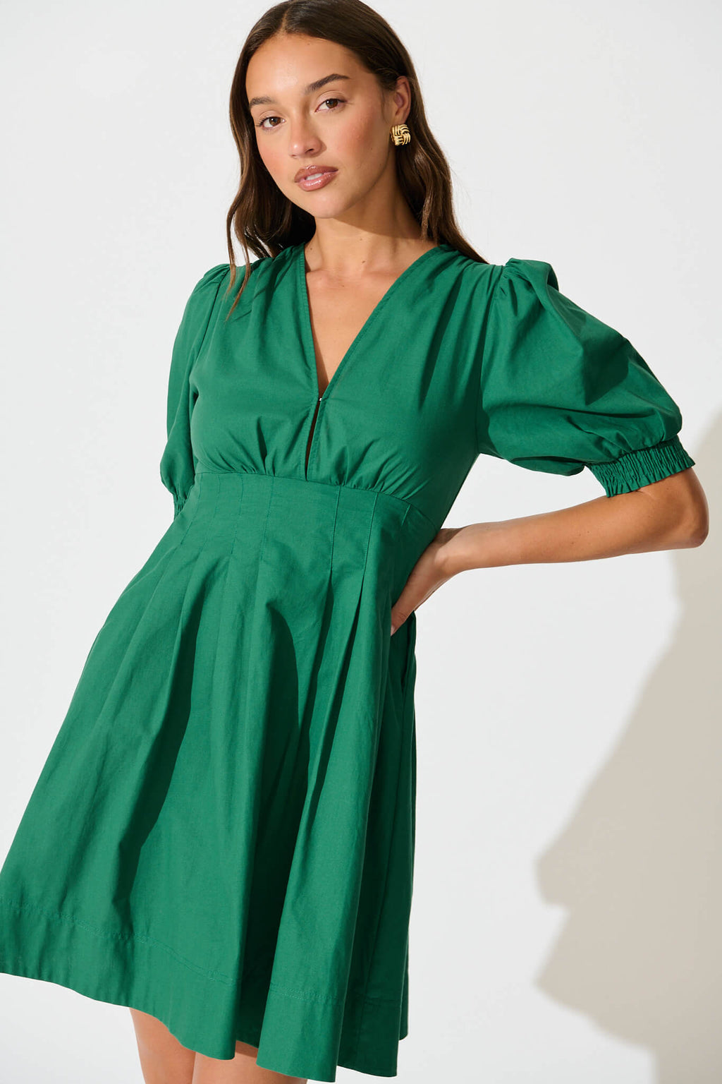 Emerald Green Cotton Dress - Hazel