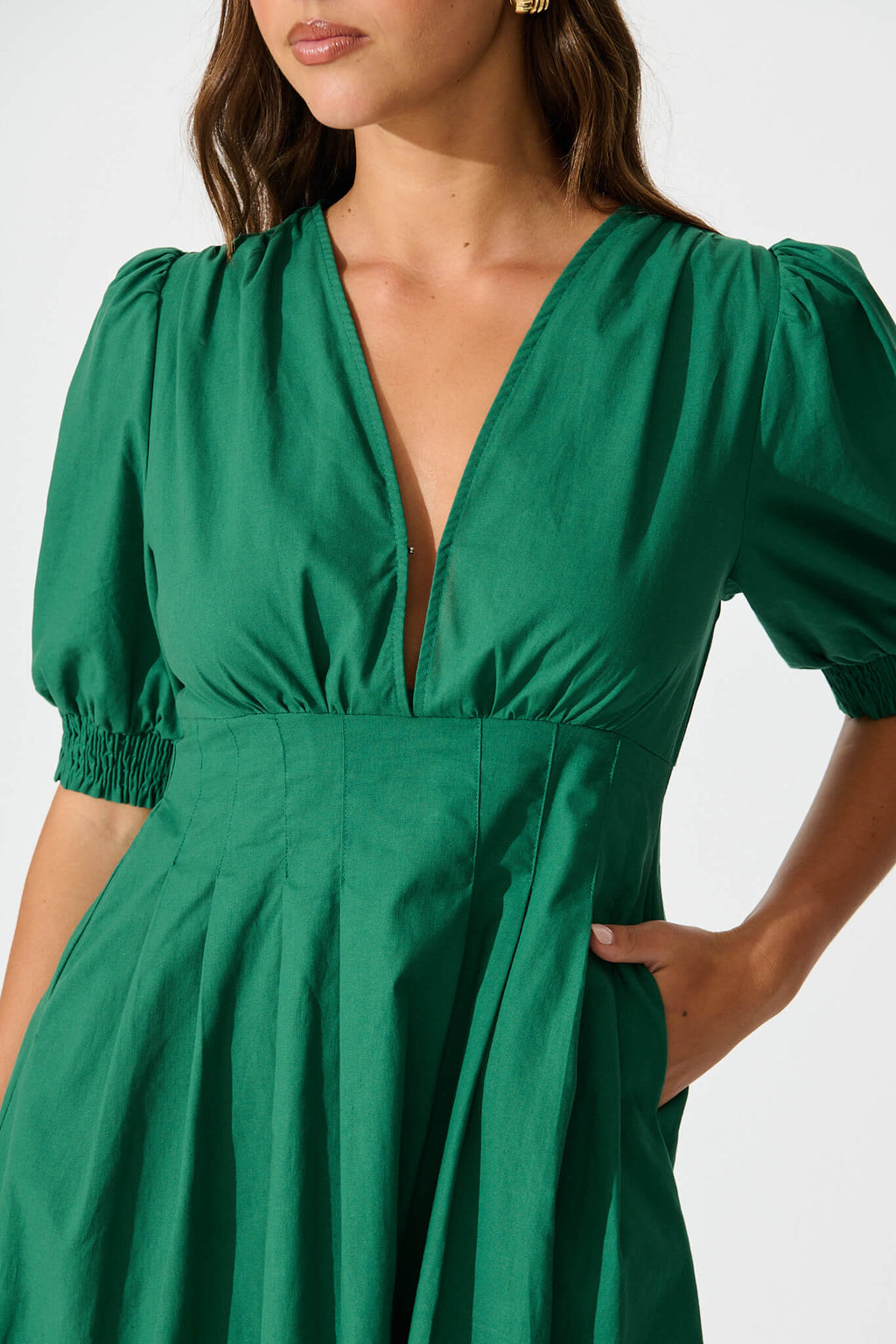 Emerald Green Cotton Dress - Hazel