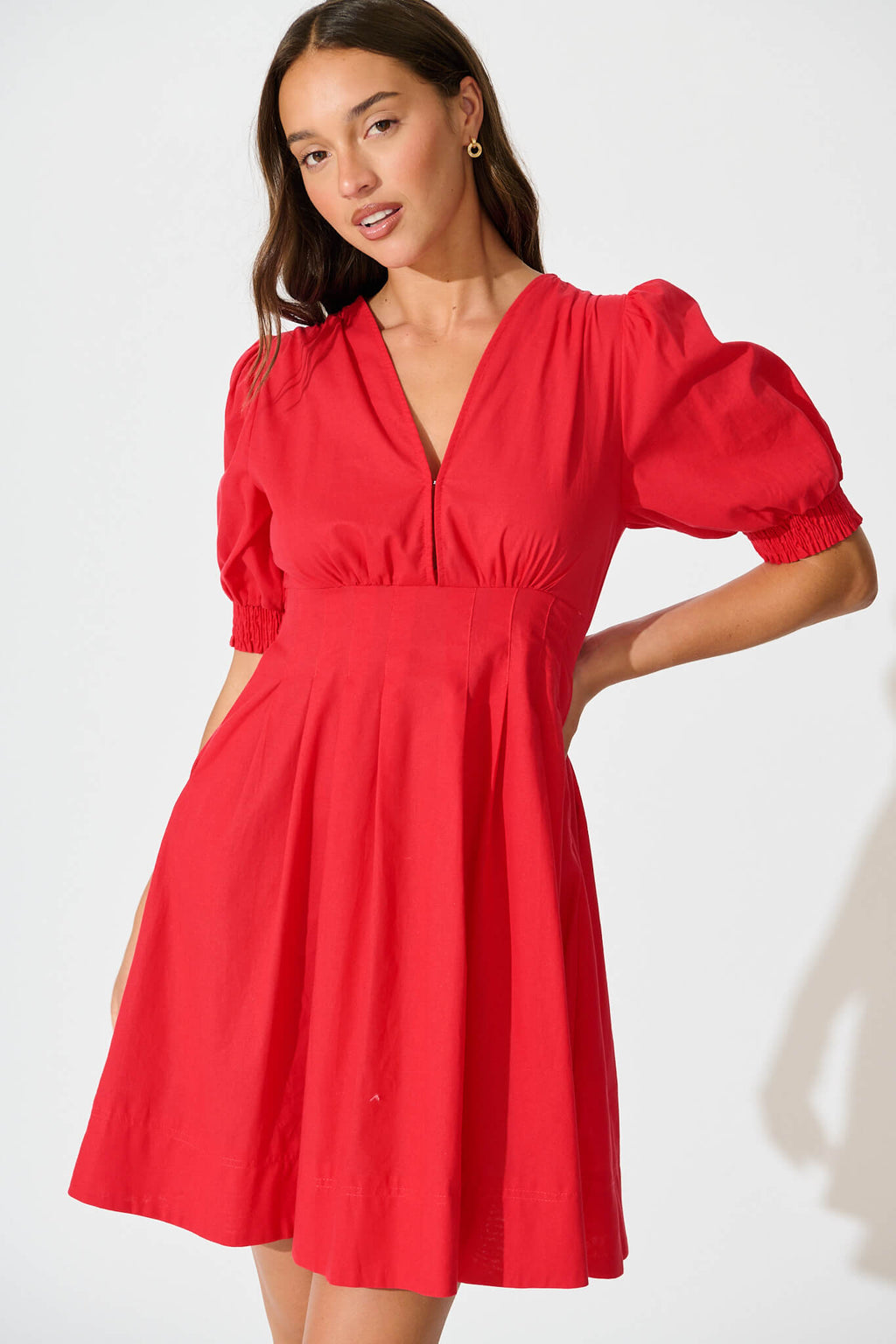 Red Cotton Hazel Dress