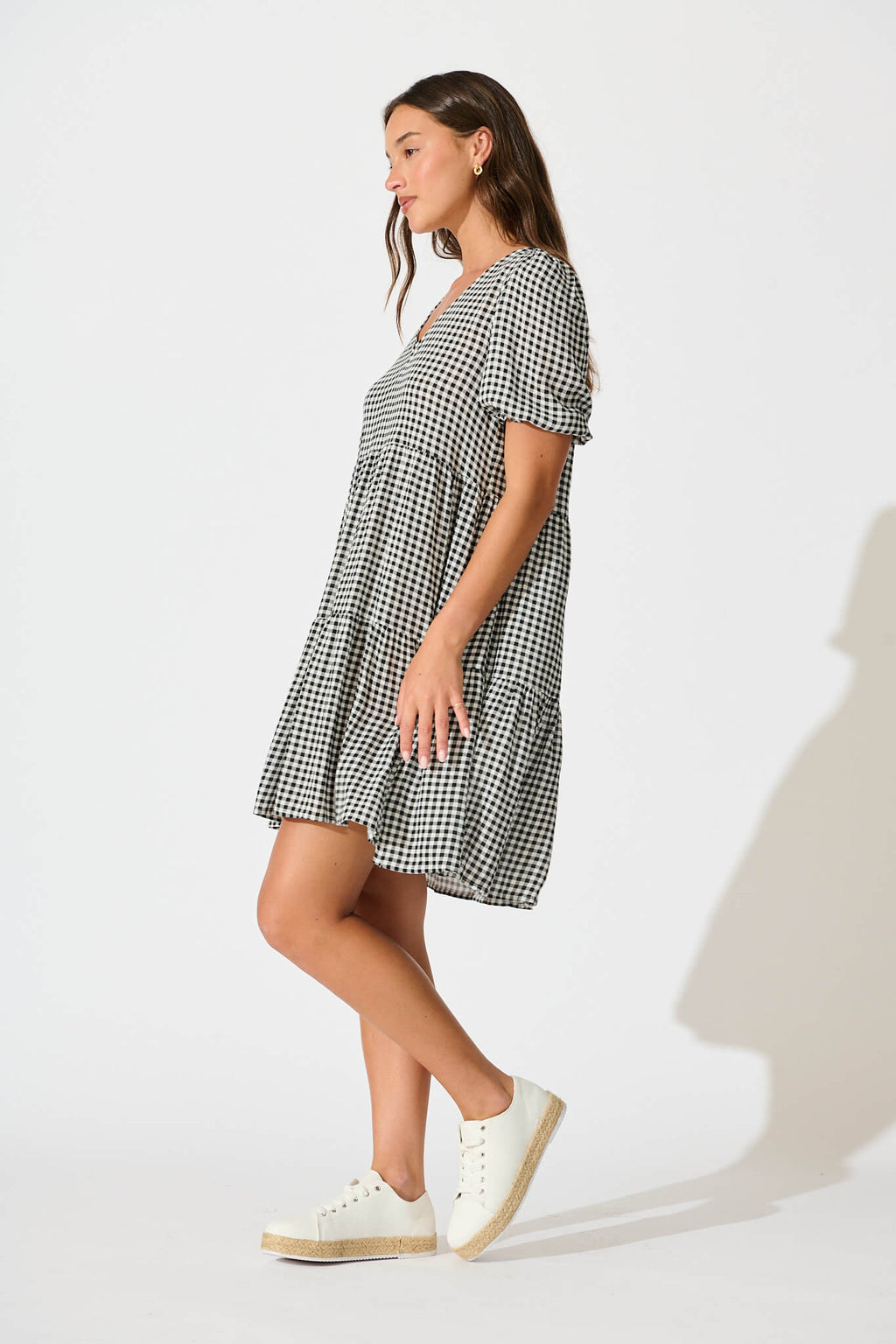 Black Gingham Smock Dress by Neveen