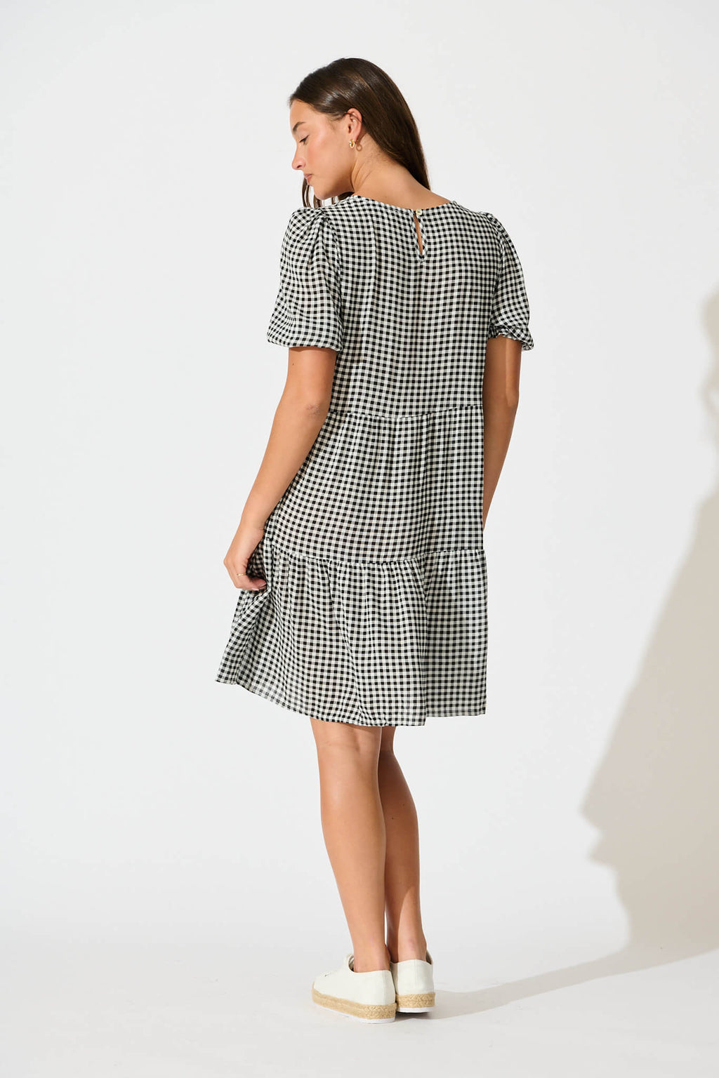Black Gingham Smock Dress by Neveen