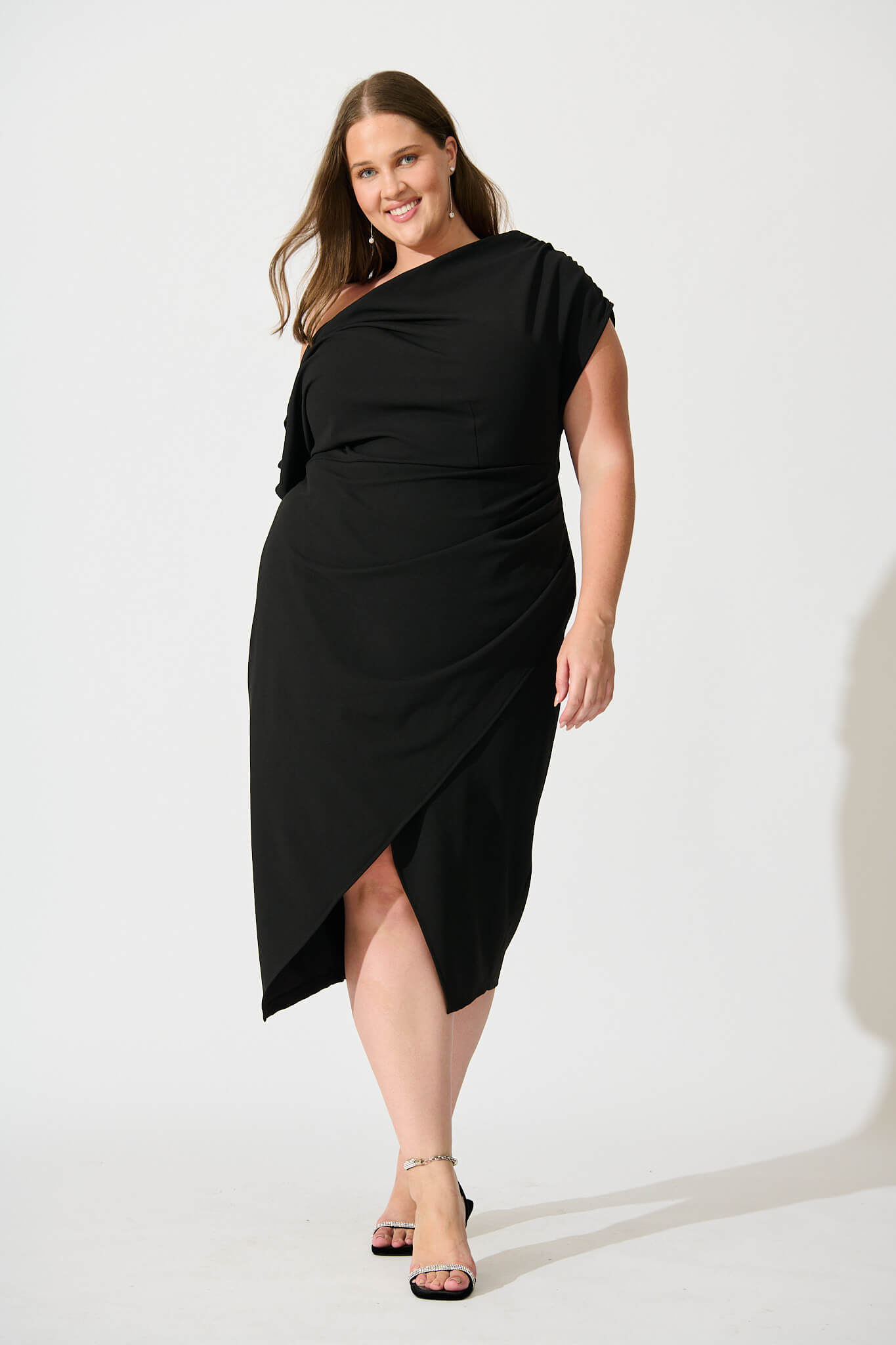 Black Off-Shoulder Midi Dress - Phoenix Style