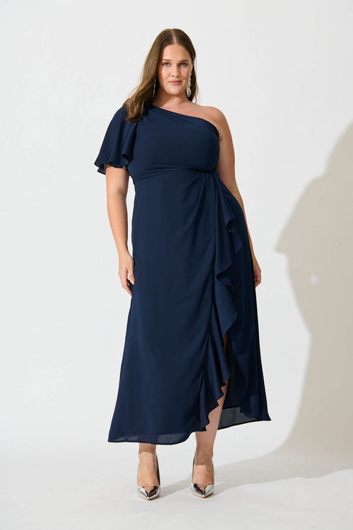 Navy Bird Long Dress