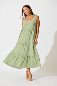 Khaki Linen Maxi Dress by Estefani