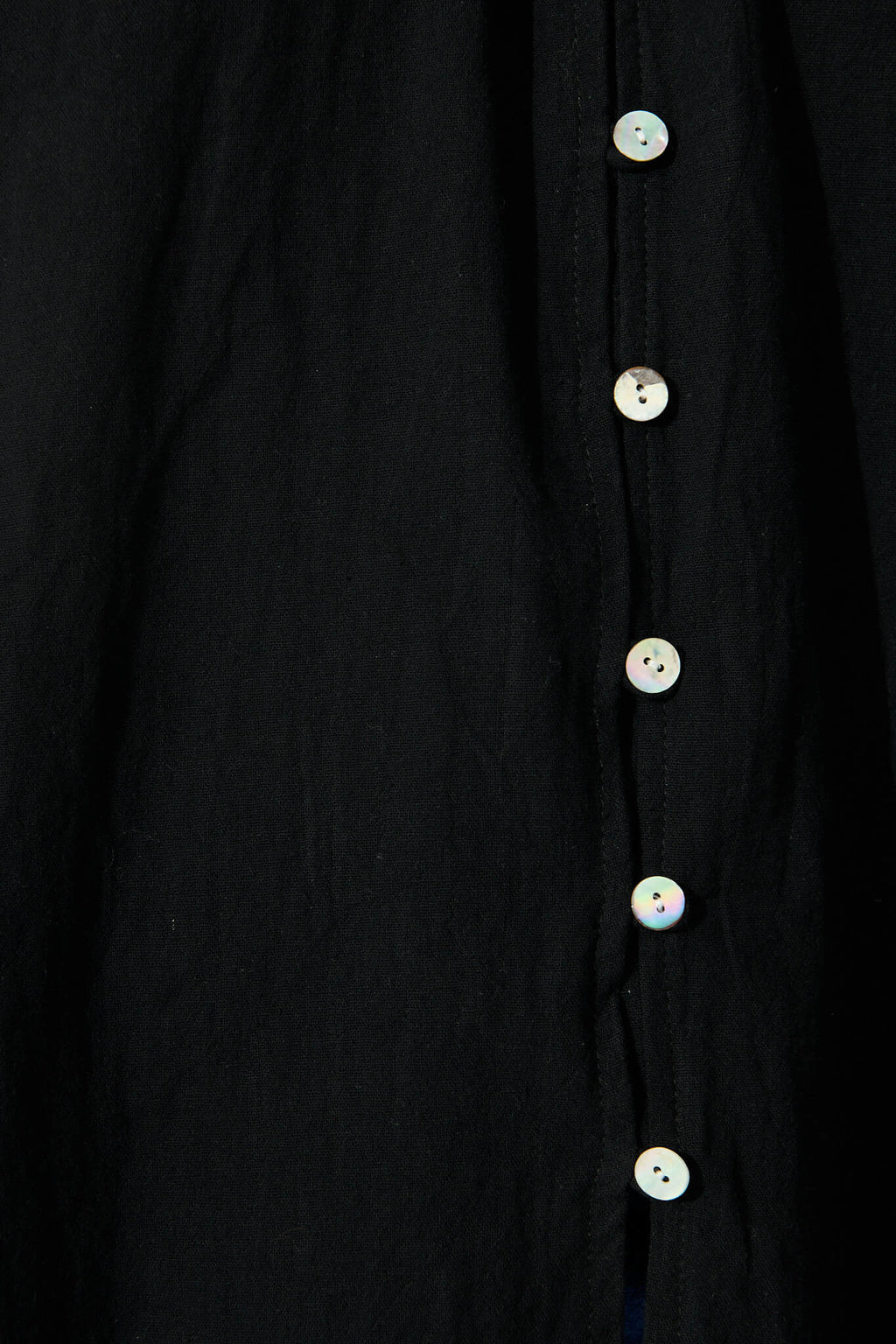 Black Cotton Linen Lombard Blouse