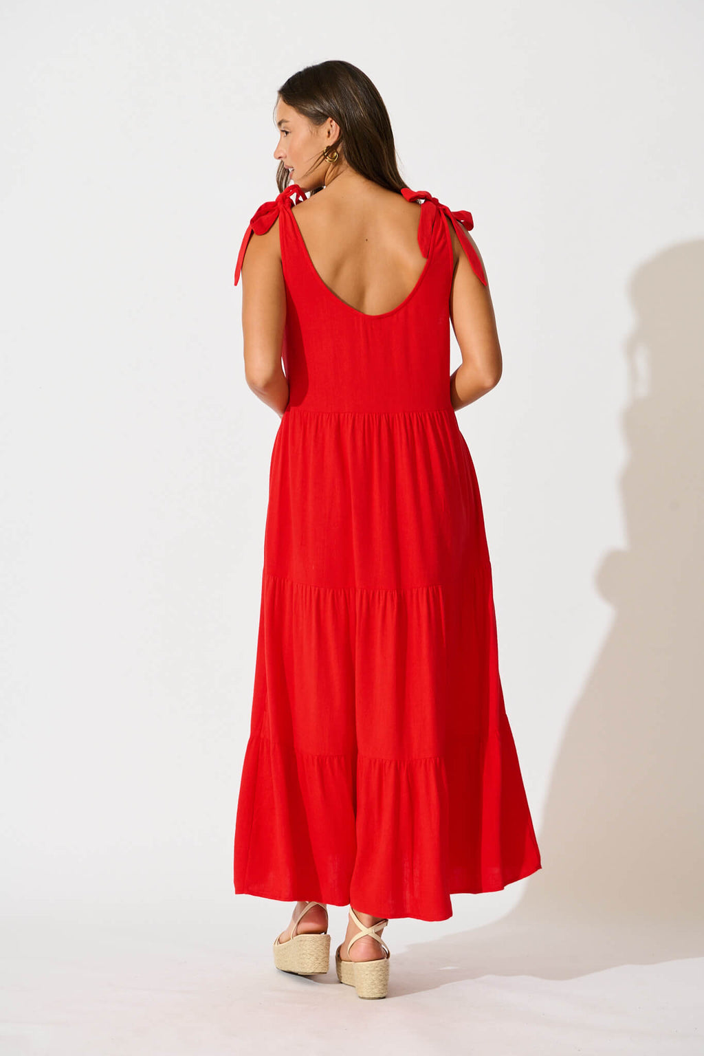 Red Linen Maxi Dress - Estefani