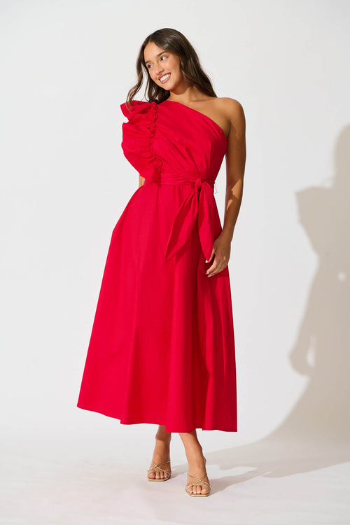 Red Cotton Maxi Dress - Irisa