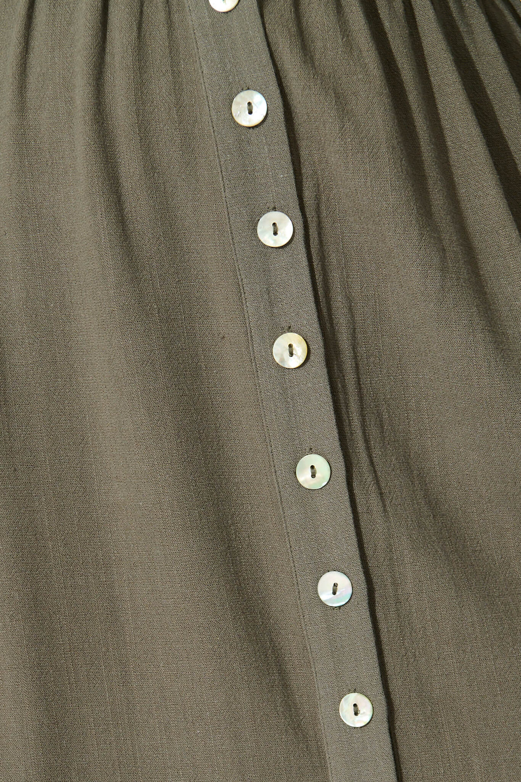 Khaki Linen Blend Midi Dress by Daysia