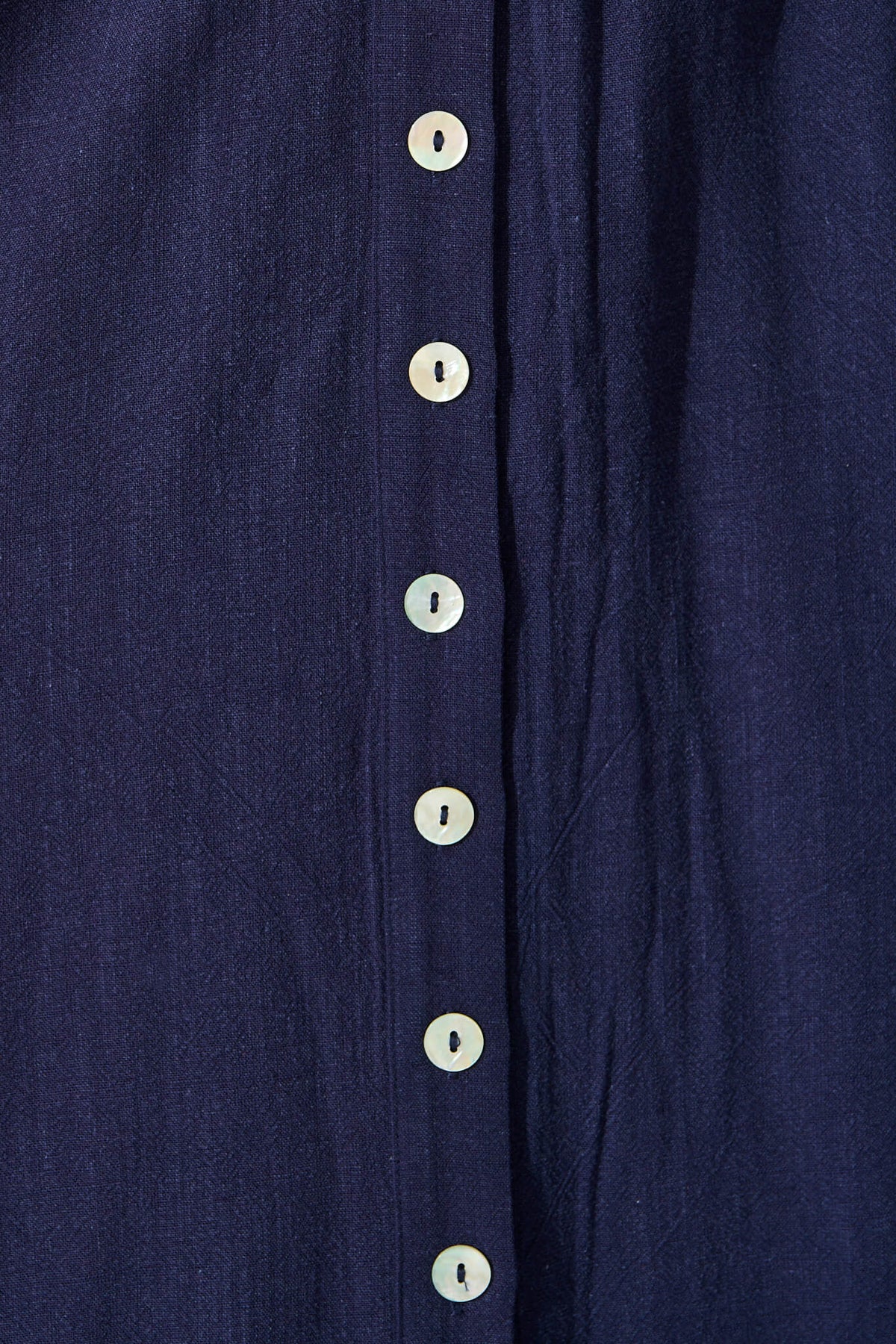 Navy Linen Blend Midi Dress - Daysia