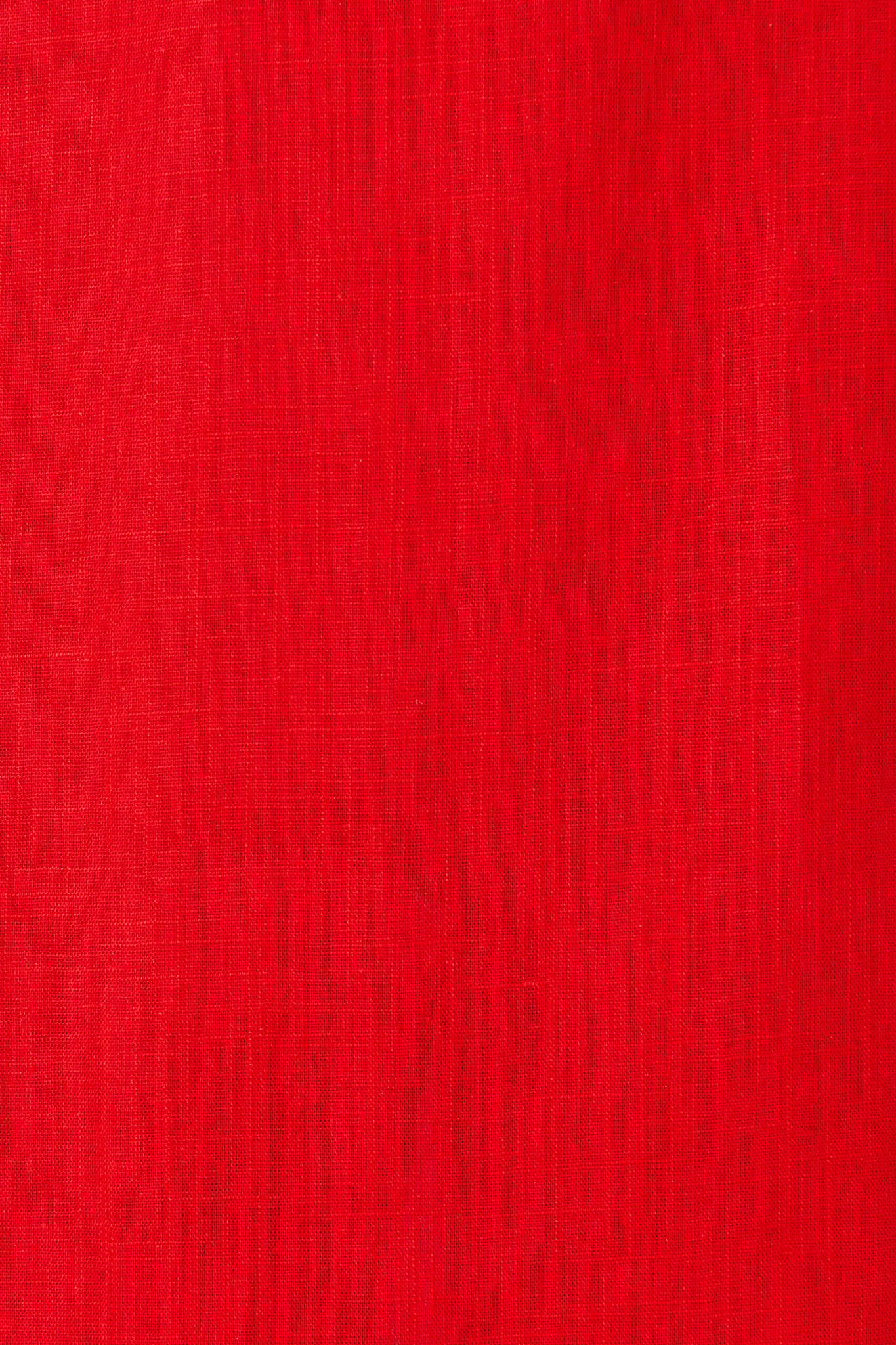 Red Linen Blend Dress with White Ric Rac Detail