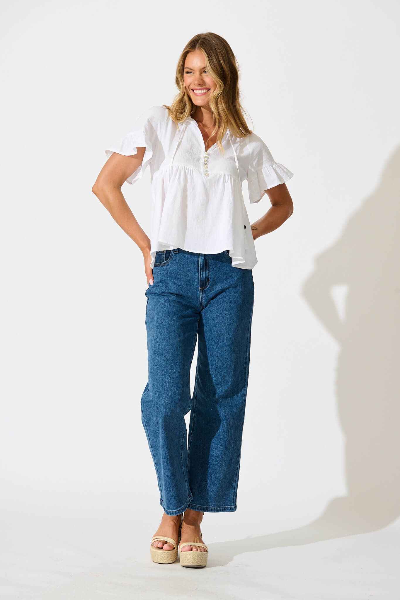 White Cotton Linen Orla Blouse
