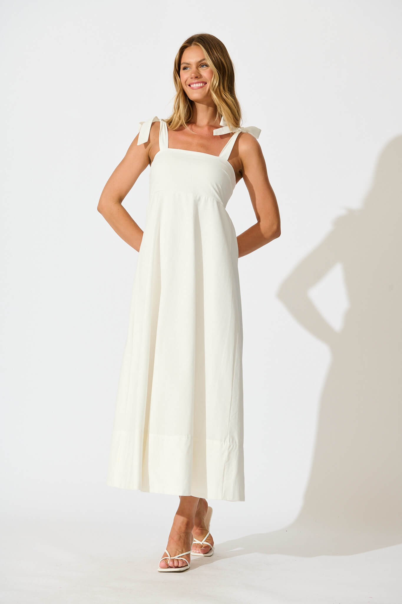 White Cotton Midi Dress by Nina