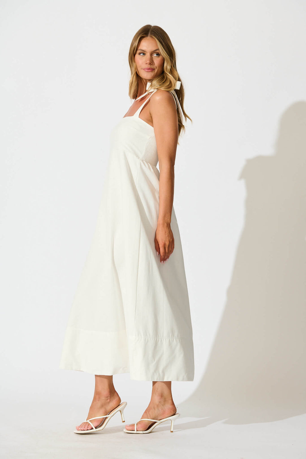 White Cotton Midi Dress by Nina