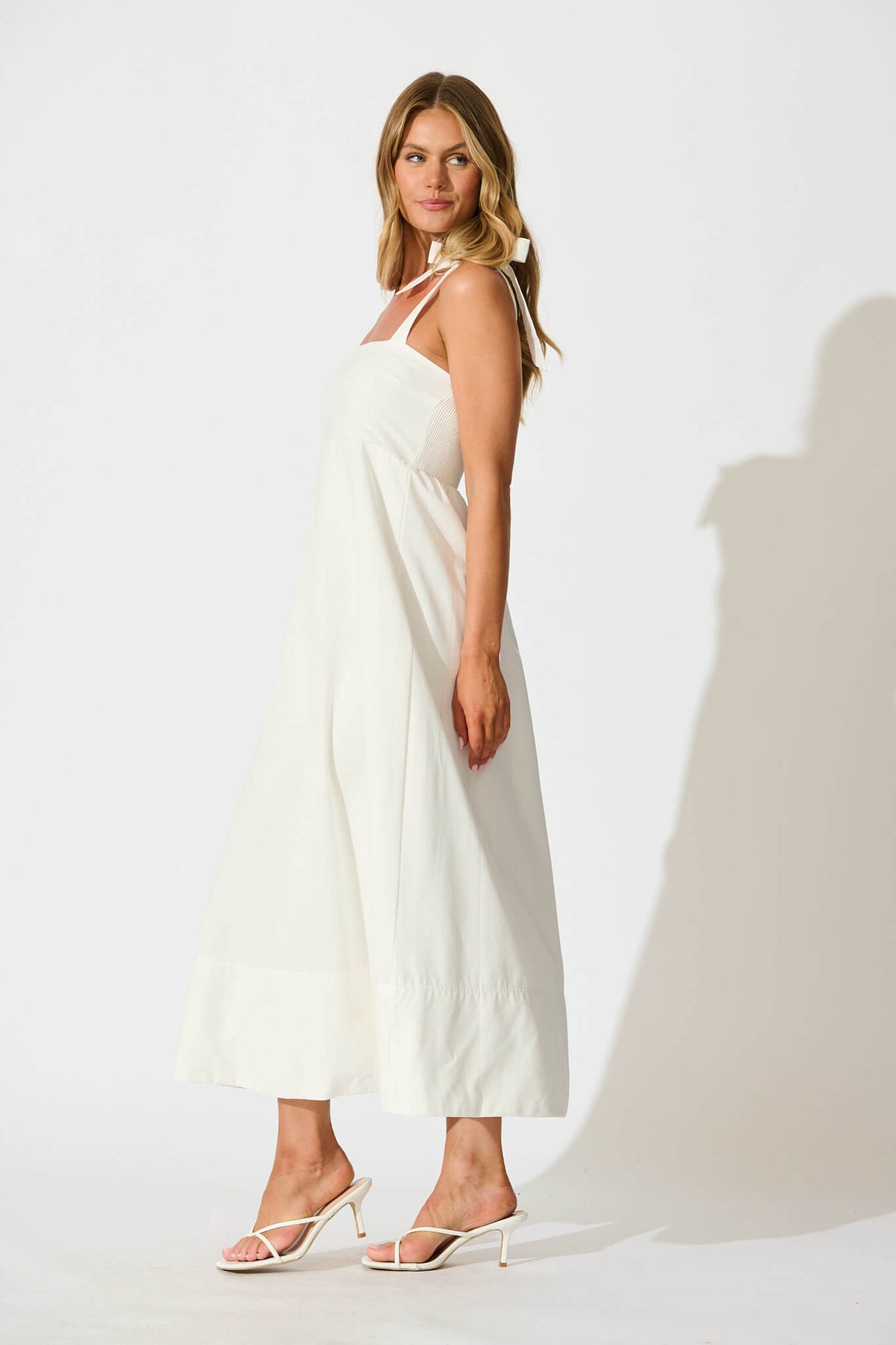 White Cotton Midi Dress by Nina