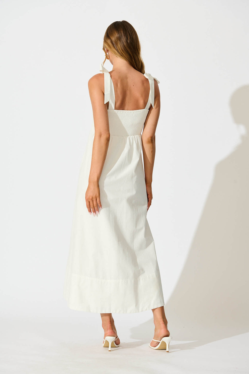 White Cotton Midi Dress by Nina