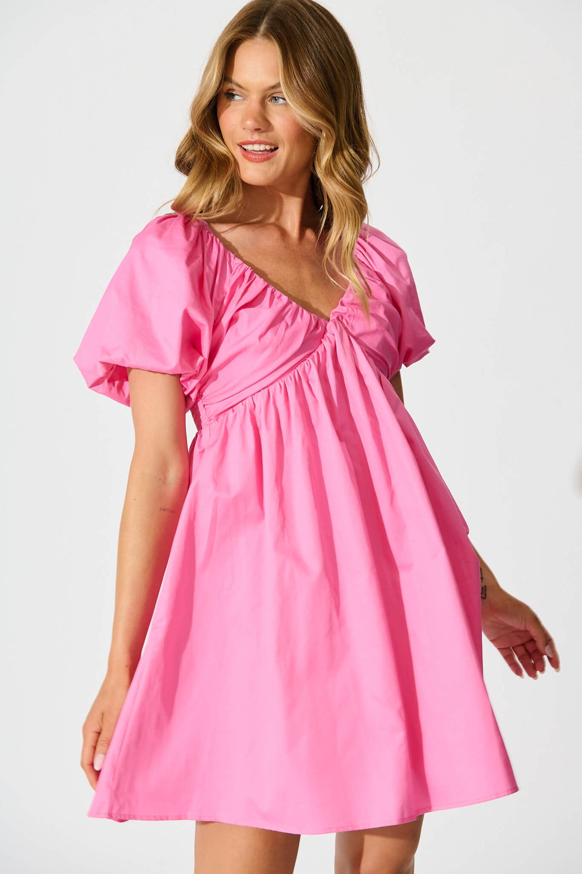 Pink Cotton Sateen Santorini Dress