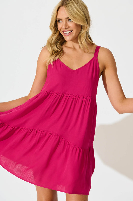 Hot Pink Smocked Dress
