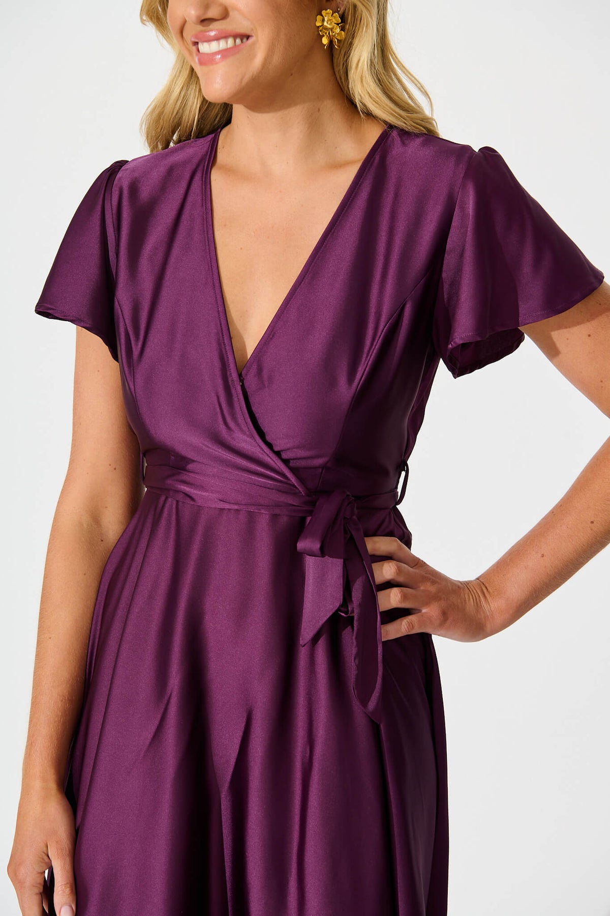 Plum Satin Maxi Dress