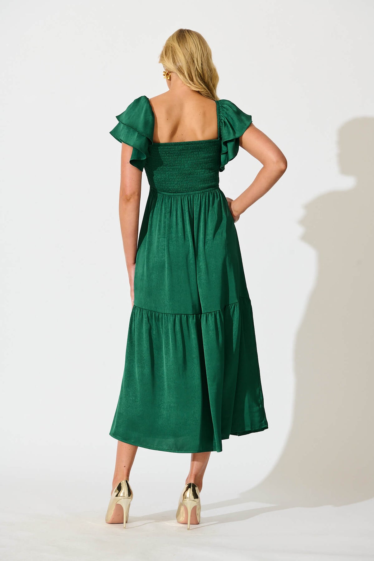 Emerald Green Satin Maxi Gown