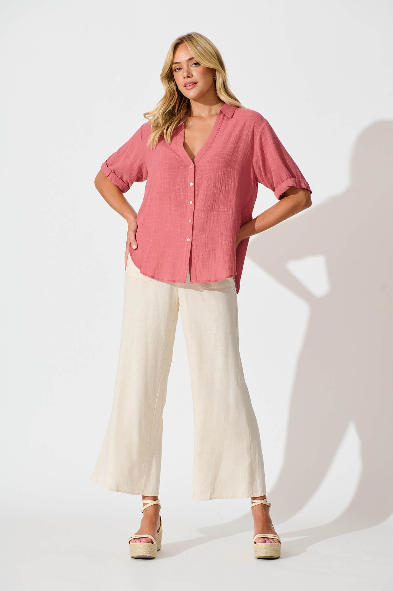 Deep Rose Cotton Campbell Top