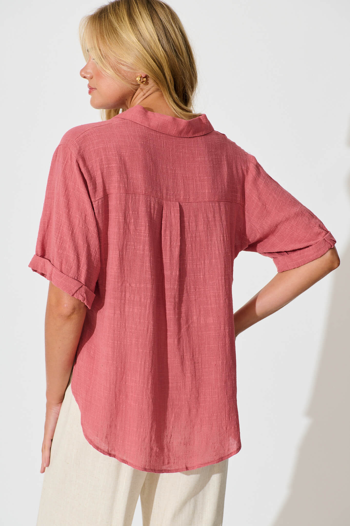Deep Rose Cotton Campbell Top