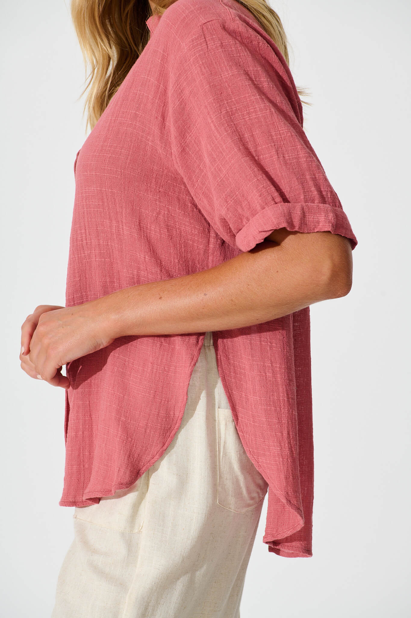 Deep Rose Cotton Campbell Top