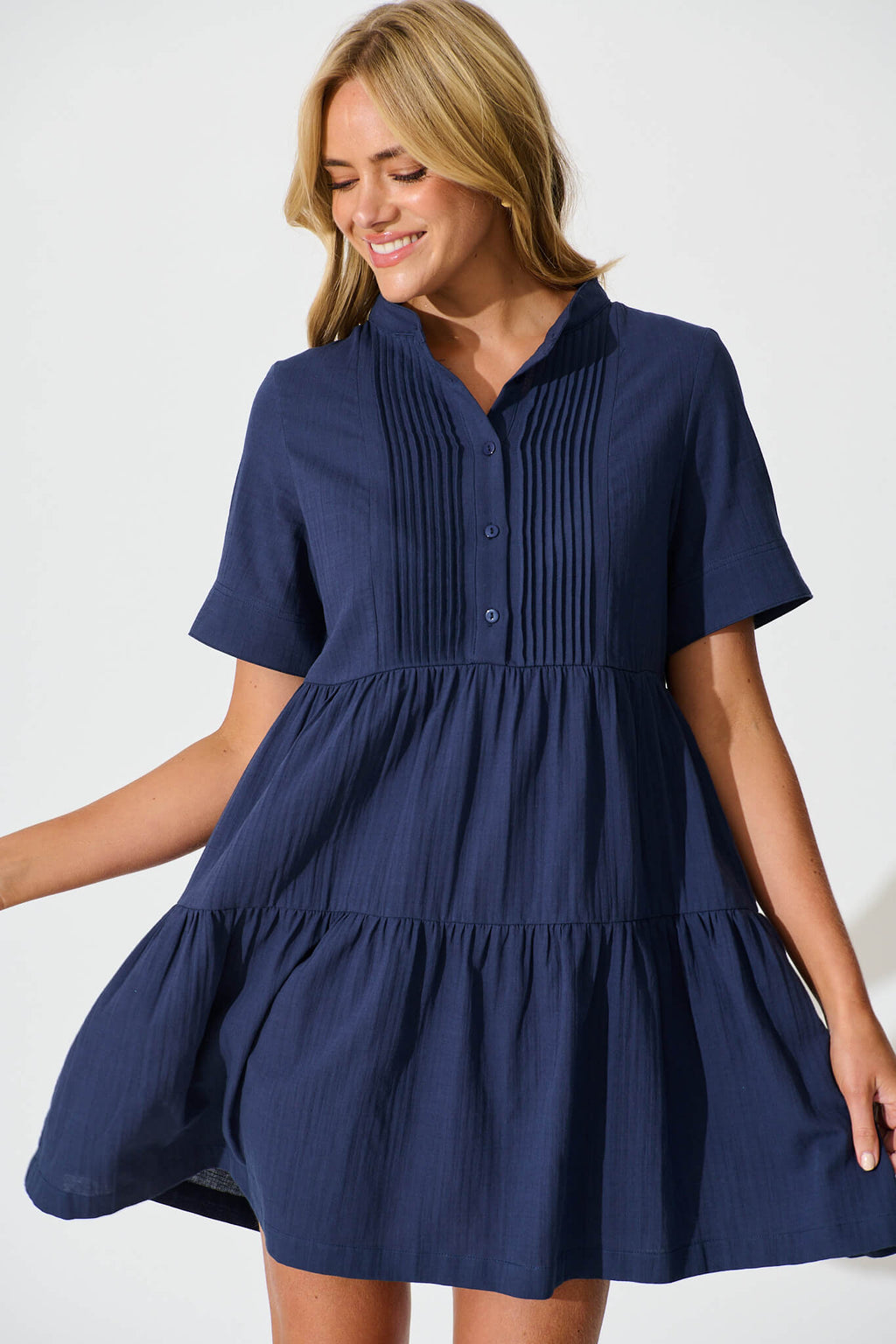 Navy Cotton Smock Dress from Vienna
