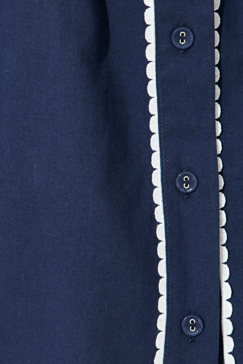Navy Cotton Dress with White Trim - Miela Style