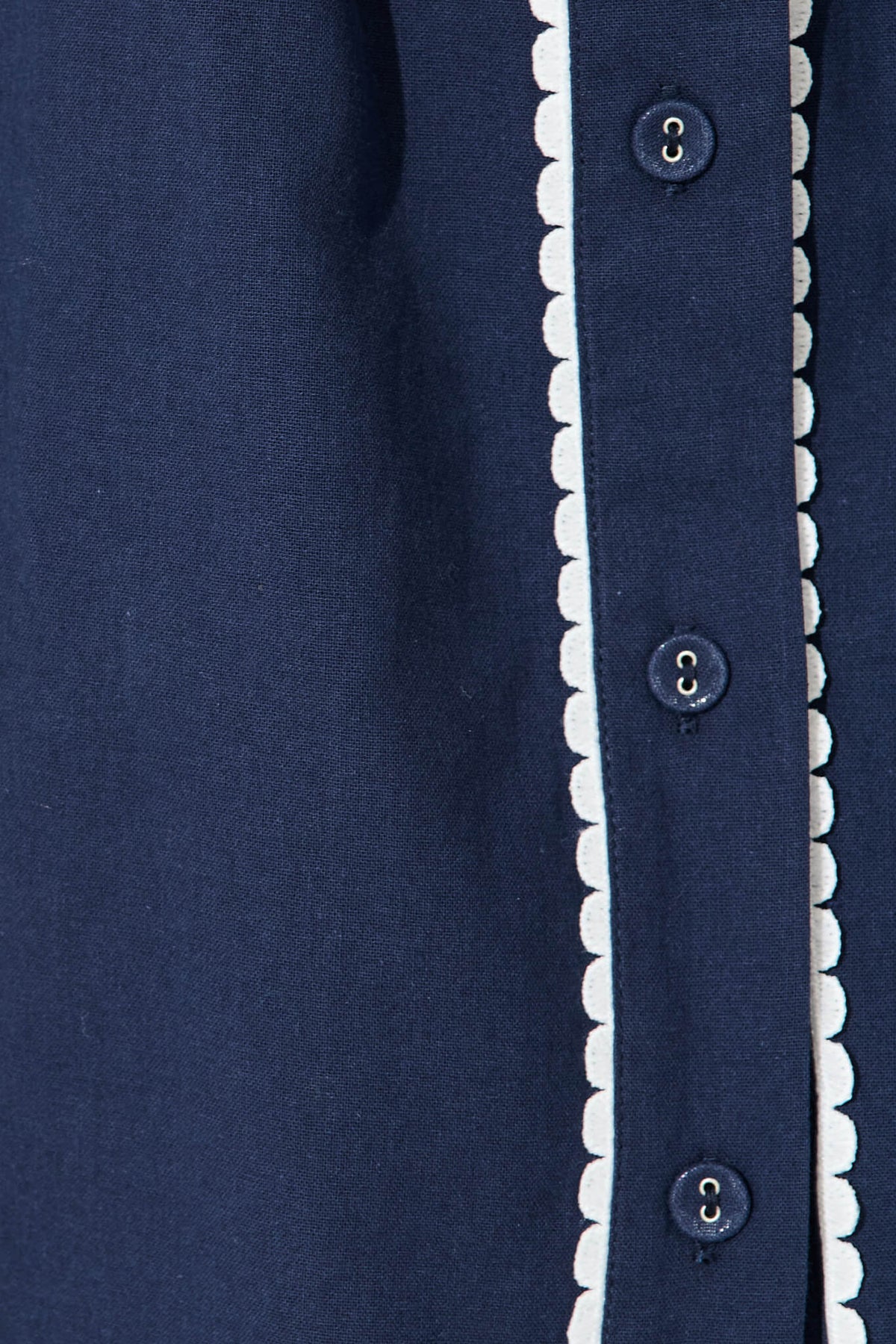 Navy Cotton Dress with White Trim - Miela Style