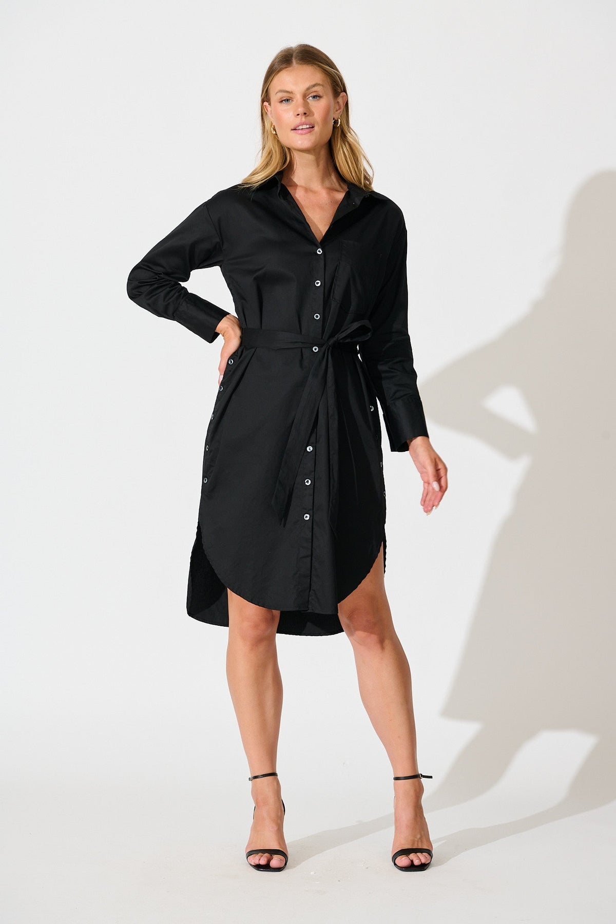 Black Cotton Mariela Shirt Dress