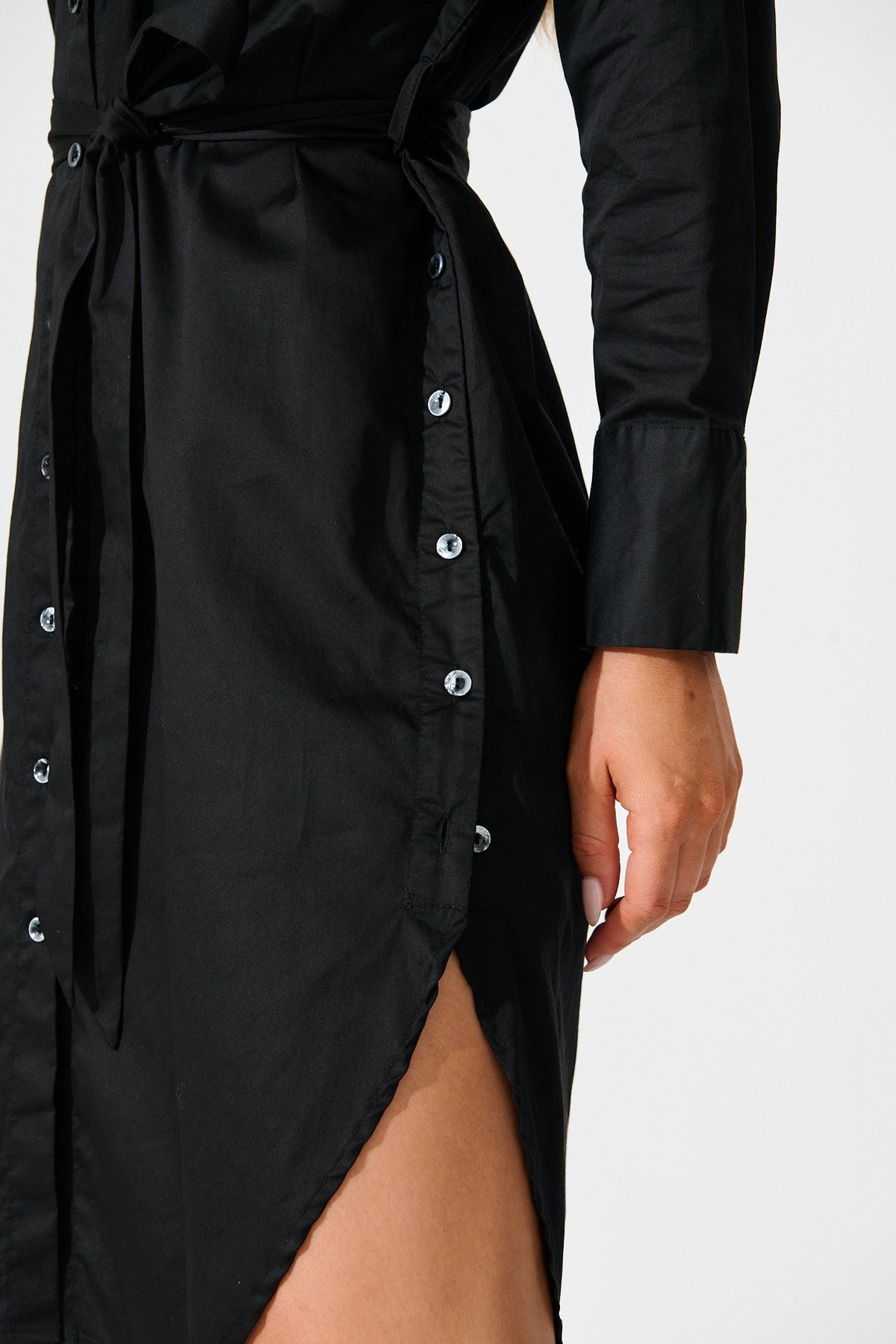 Black Cotton Mariela Shirt Dress