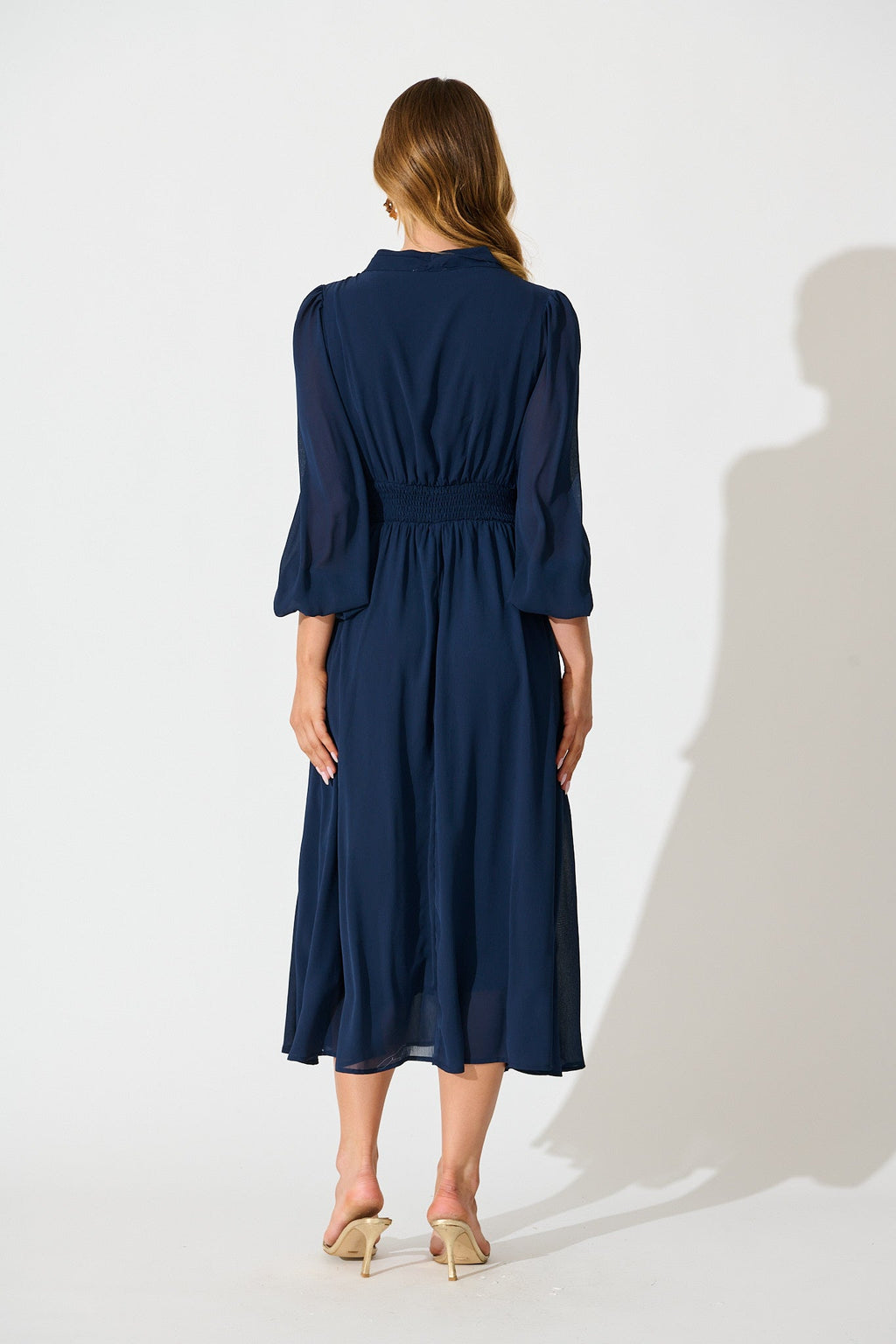 Navy Lustre Midi Dress