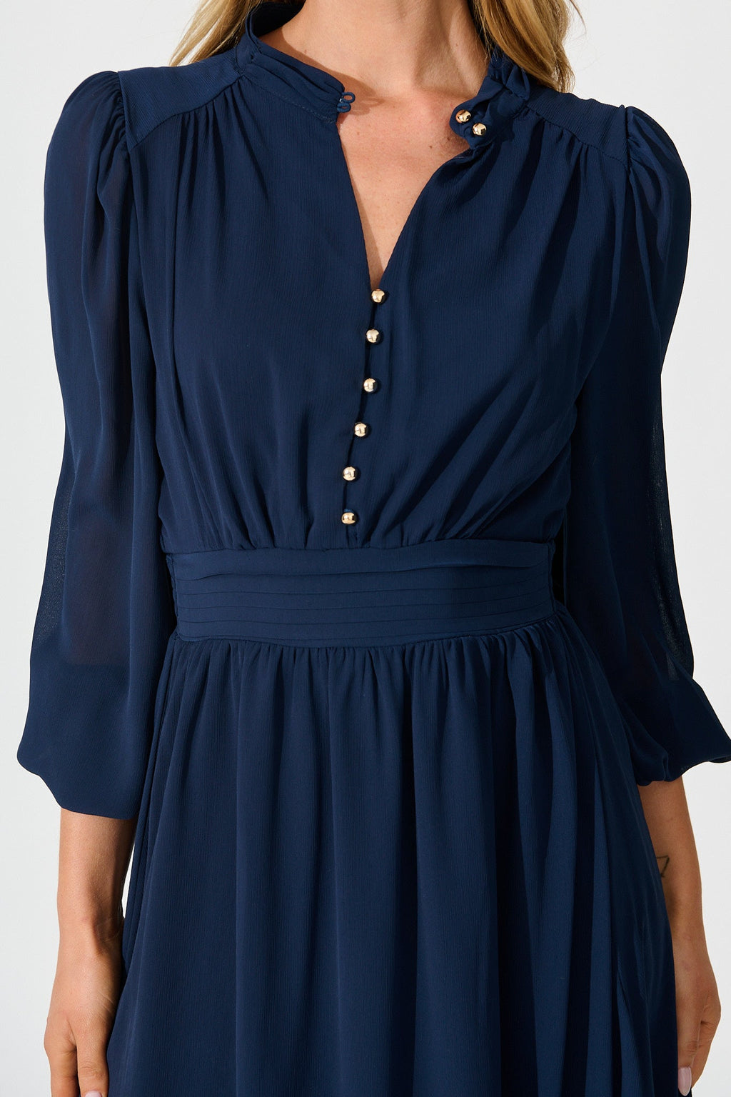 Navy Lustre Midi Dress