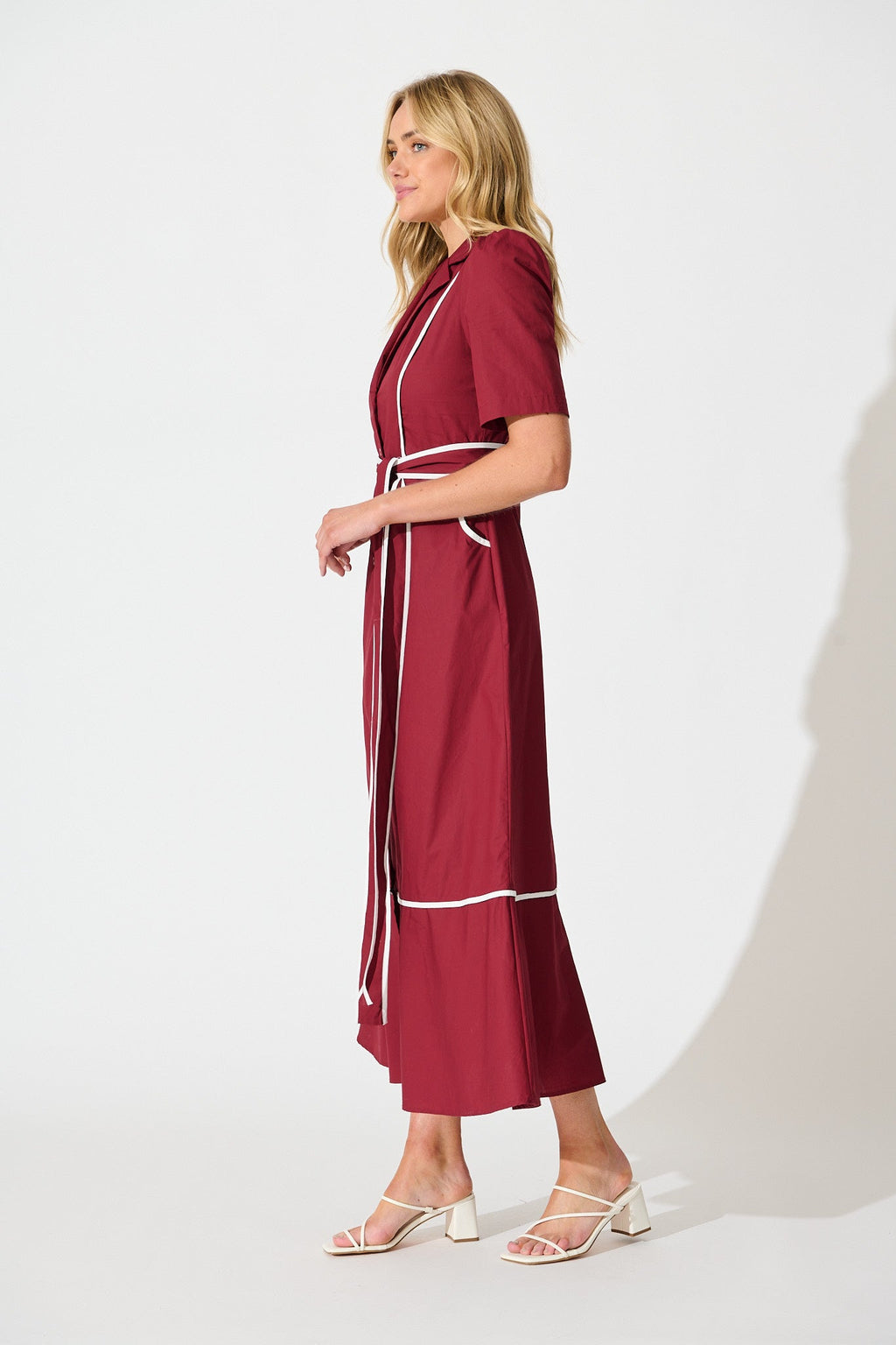 Wine Rhea Maxi Shirt Dress
